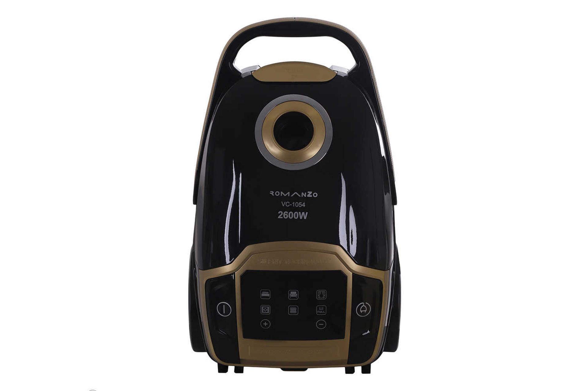 نمای جلوی جاروبرقی رومانزو مدل VC-1054 رنگ مشکی طلایی