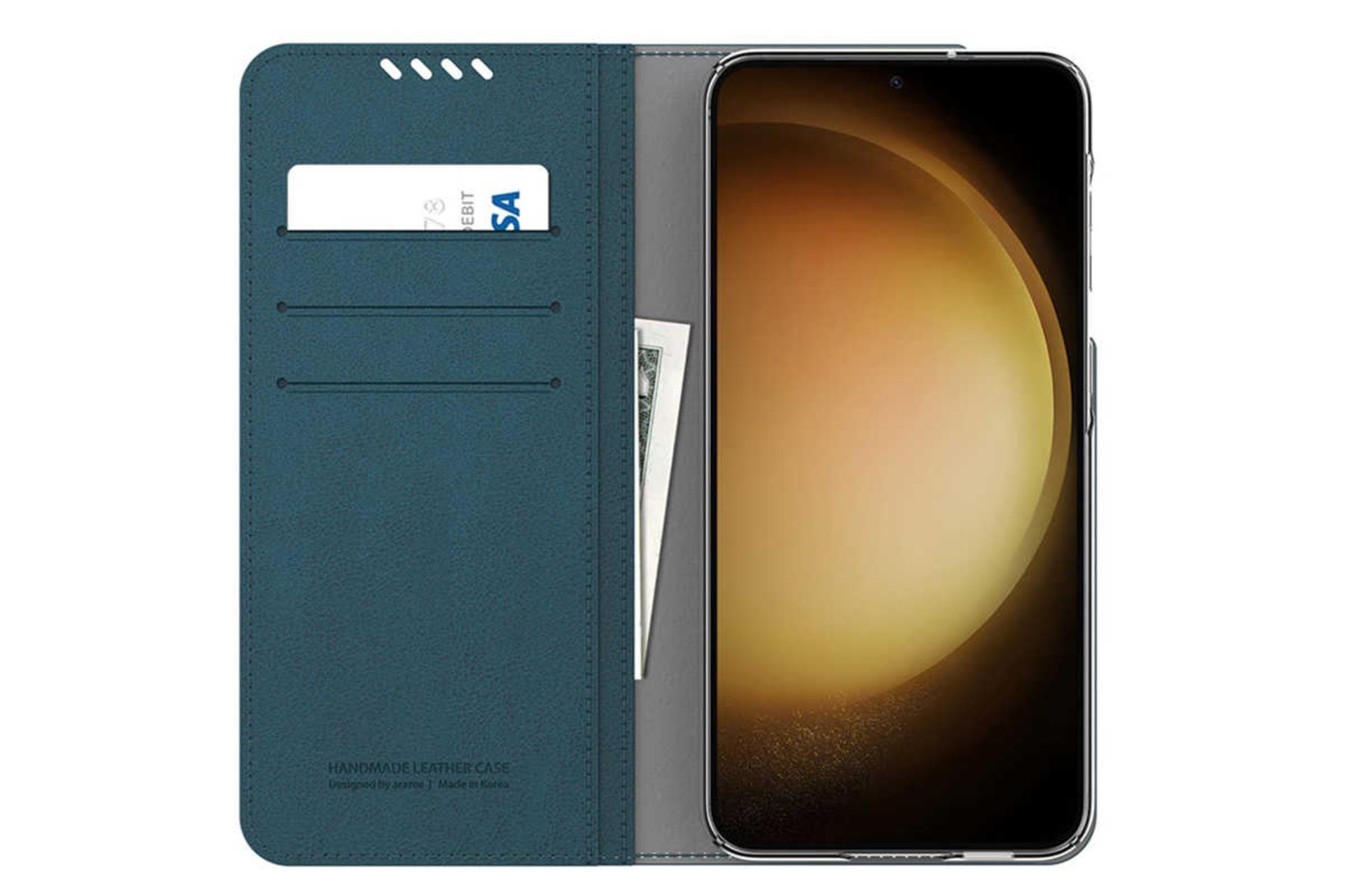 نمای داخل کیف کلاسوری آراری مدل Mustang Diary مناسب سامسونگ Galaxy S23 Ultra