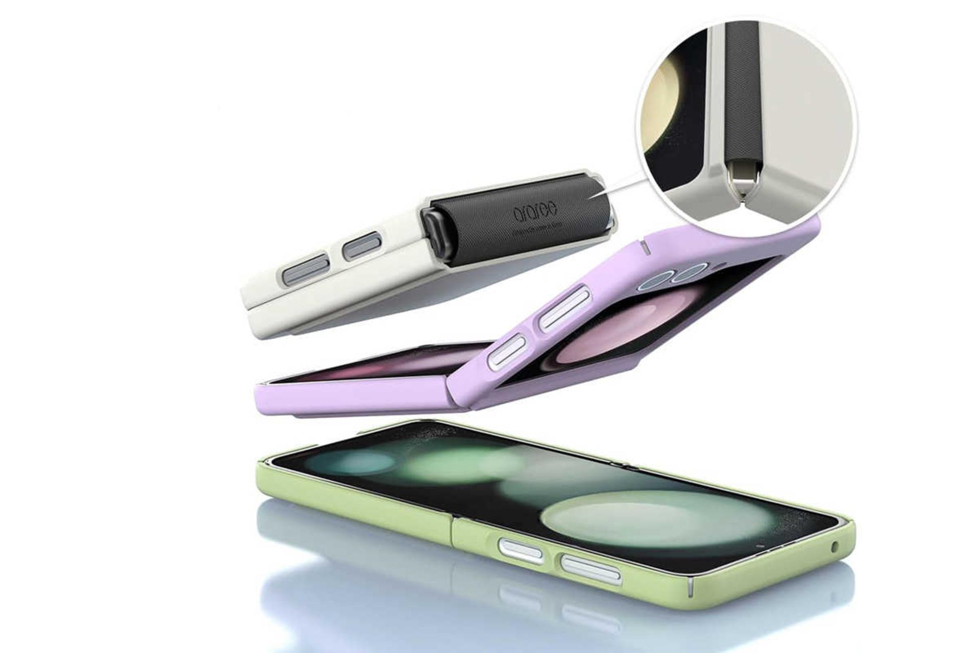 نمای سمت چپ قاب گوشی آراری مدل Aero Flex مناسب سامسونگ Galaxy Z Flip5