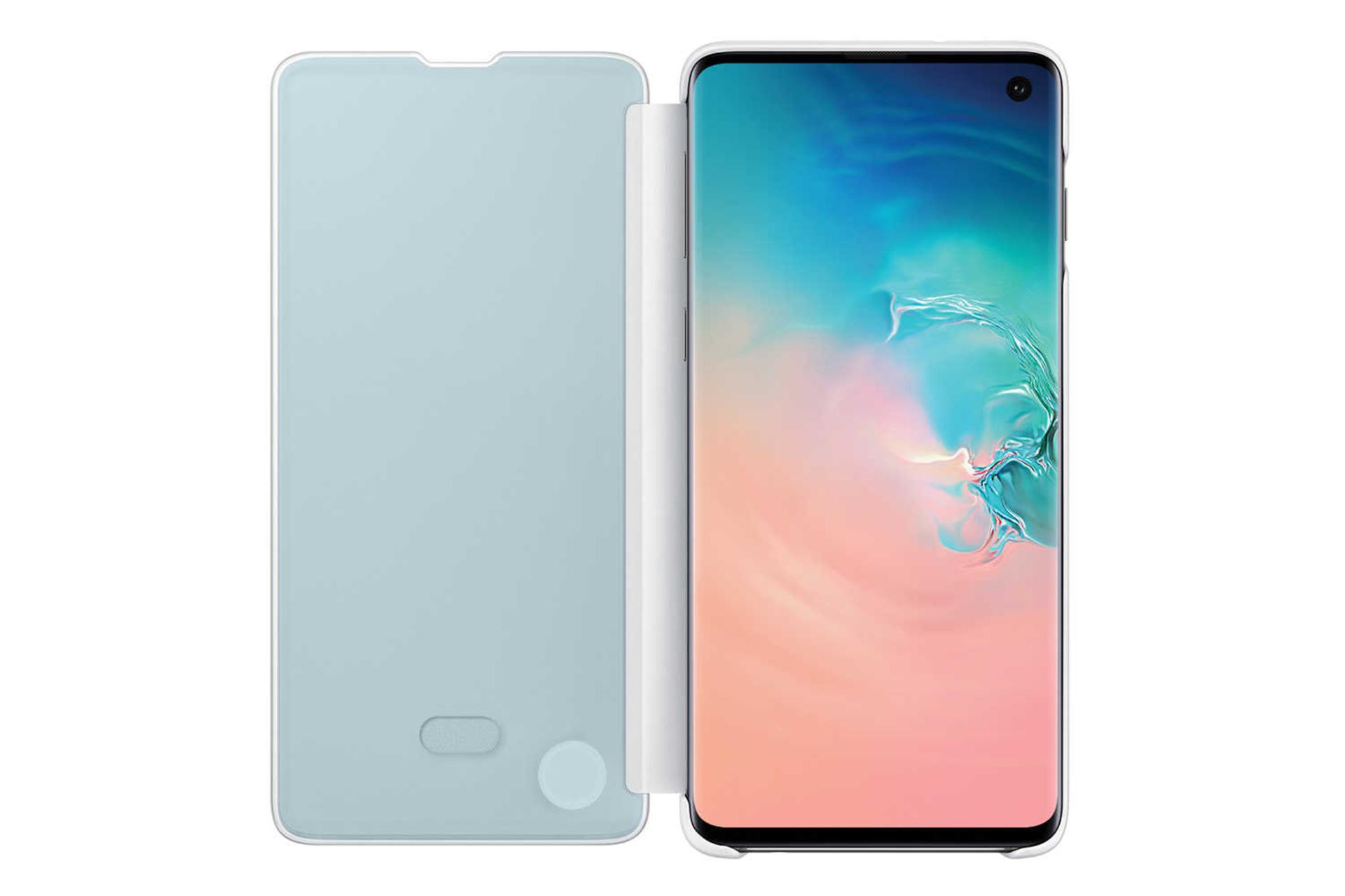 نمای داخل کیف کلاسوری سامسونگ مدل Clear View مناسب سامسونگ Galaxy S10