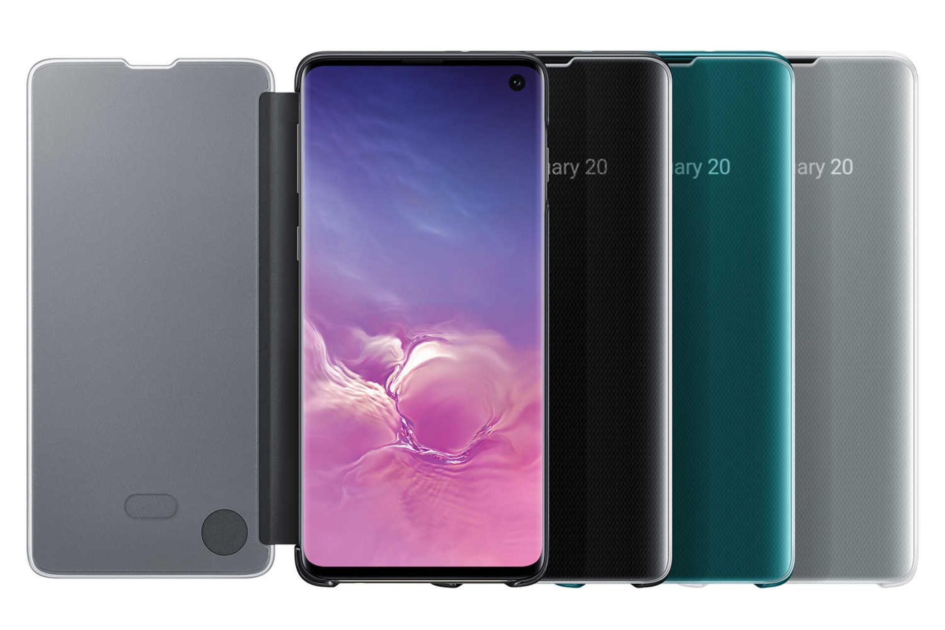 رنگبندی کیف کلاسوری سامسونگ مدل Clear View مناسب سامسونگ Galaxy S10