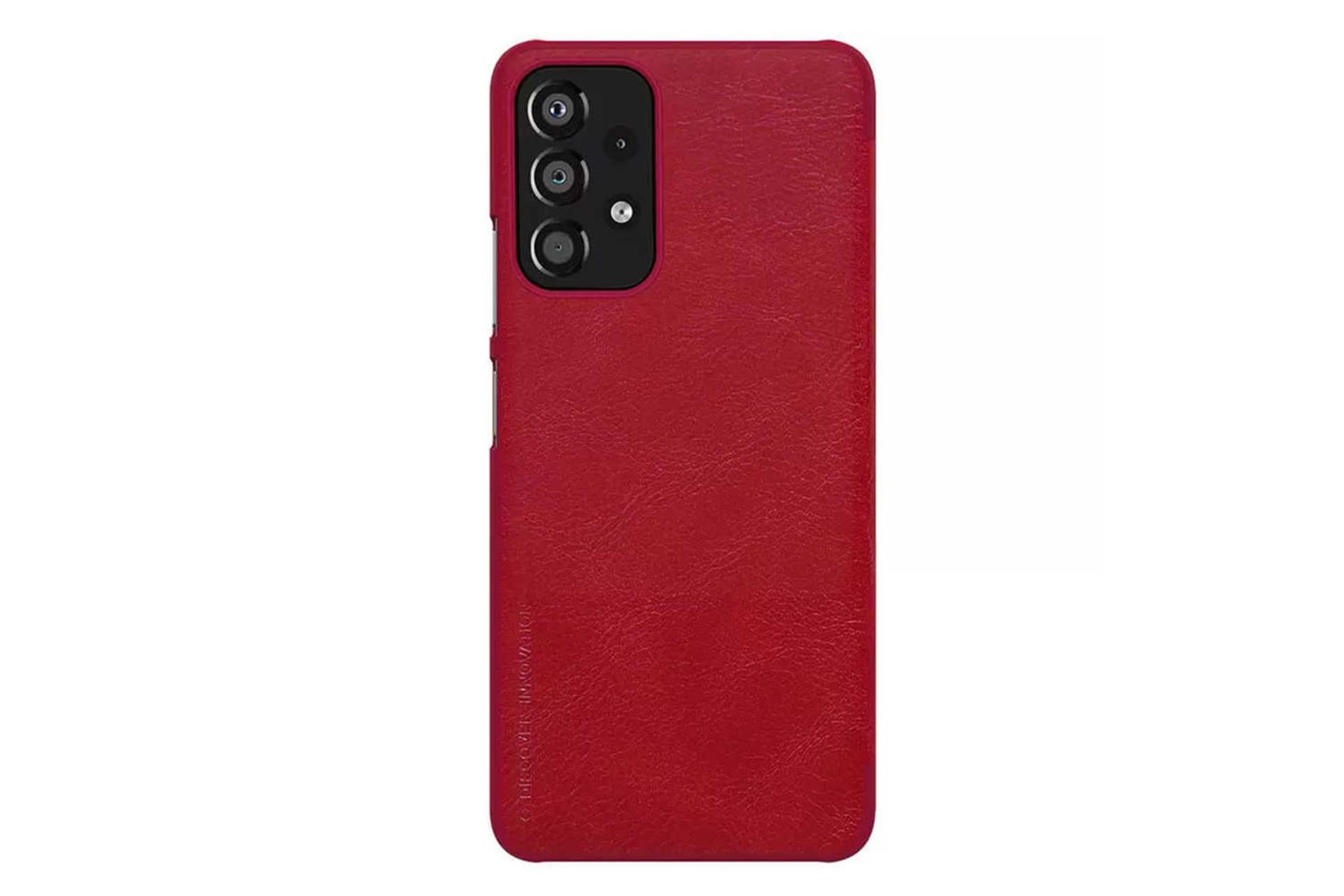 نمای پشت کیف کلاسوری نیلکین مدل Qin Leather مناسب سامسونگ Galaxy A33 5G رنگ قرمز