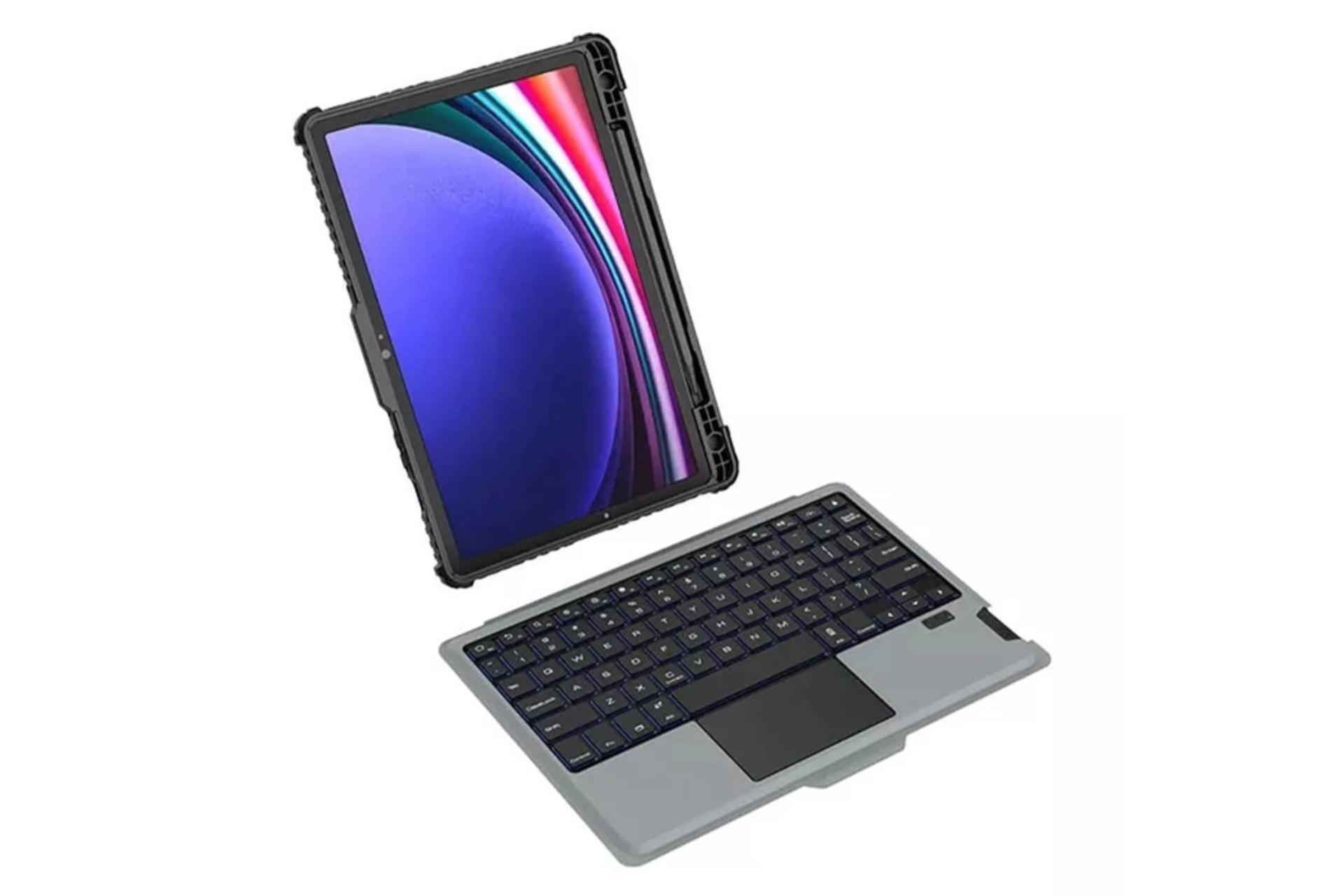 قاب تبلت کیف کلاسوری نیلکین مدل Bumper Combo Keyboard Backlit مناسب سامسونگ Galaxy Tab S10 Plus / S9 Plus