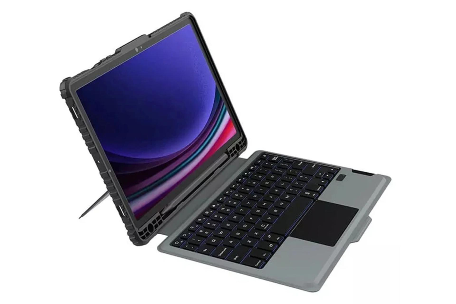 قاب تبلت کیف کلاسوری نیلکین مدل Bumper Combo Keyboard Backlit مناسب سامسونگ Galaxy Tab S10 Plus / S9 Plus