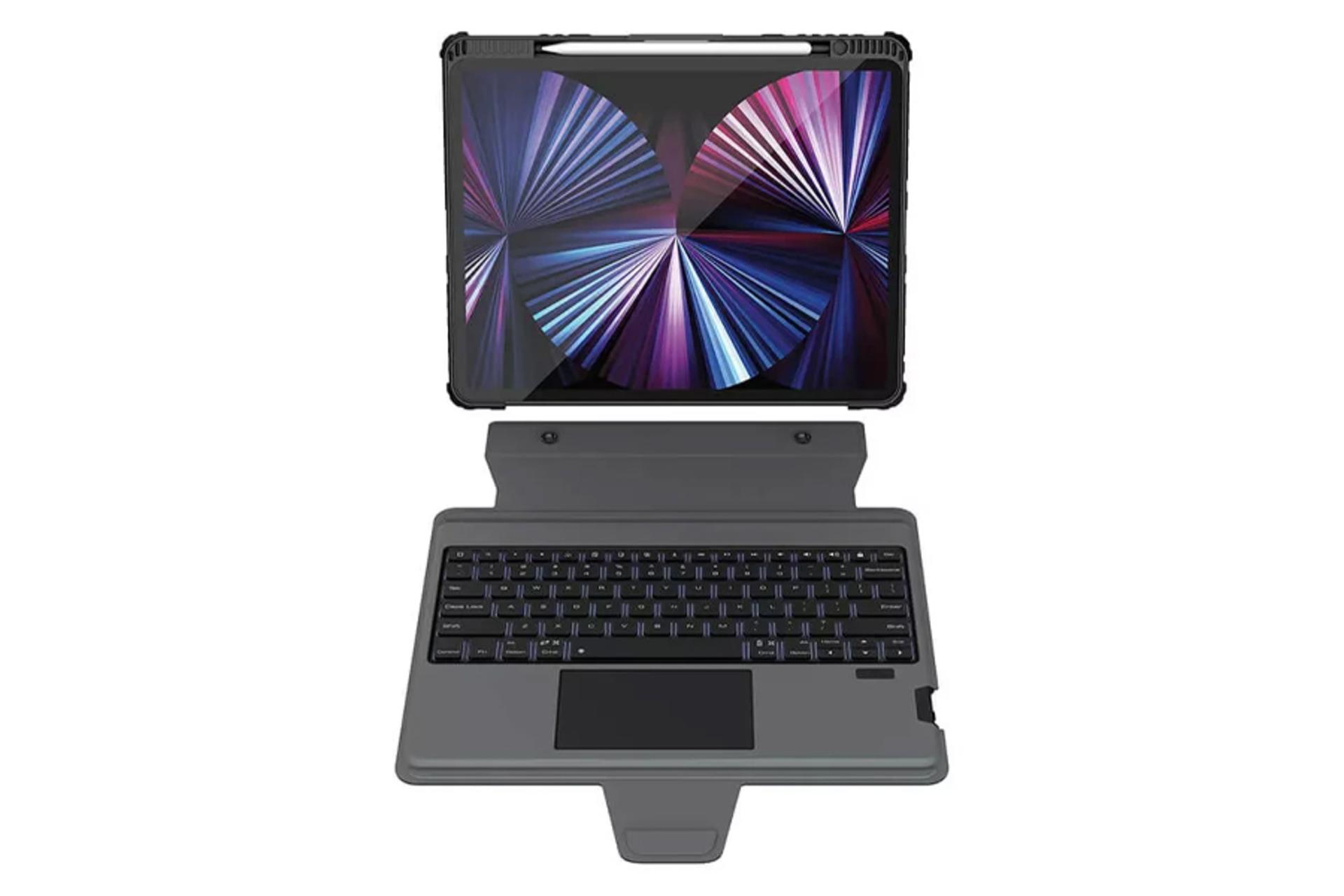 قاب تبلت کیف کلاسوری نیلکین مدل Bumper Combo Keyboard Backlit مناسب اپل iPad Pro 12.9 2022 / 2021 / 2020