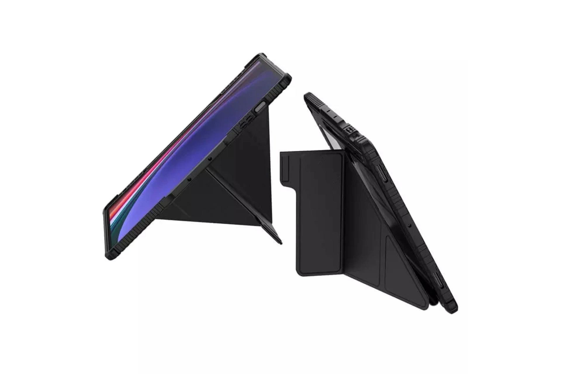 نمای کنار قاب تبلت کیف کلاسوری نیلکین مدل Bumper Leather Case Pro Multi-angle مناسب سامسونگ Galaxy Tab S10 Ultra