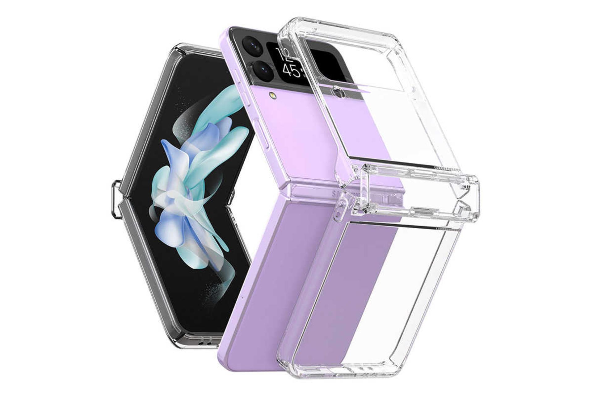 نمای سمت راست قاب گوشی آراری مدل Nukin 360 شفاف مناسب سامسونگ Galaxy Z Flip4