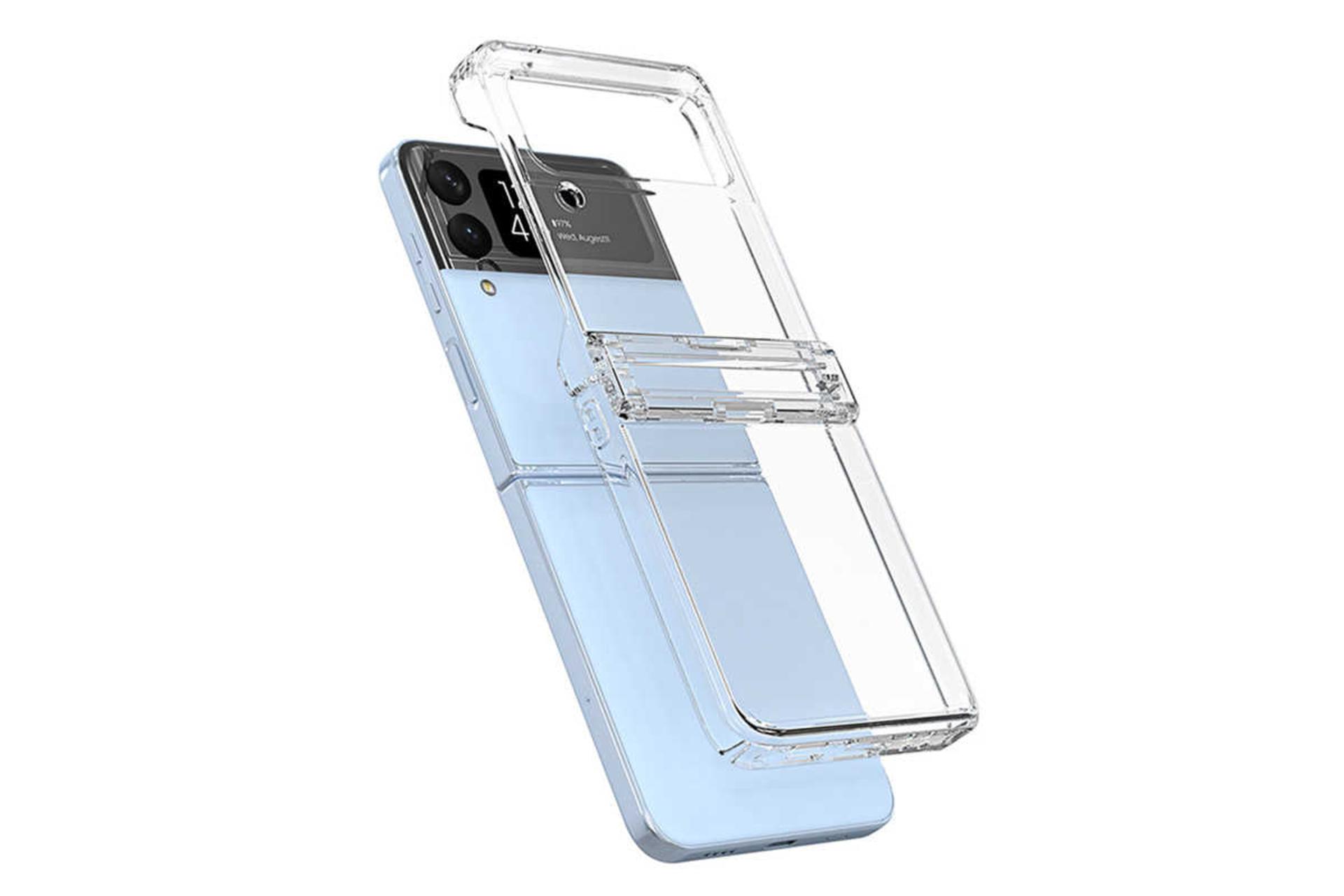 نمای کناری قاب گوشی آراری مدل Nukin 360 شفاف مناسب سامسونگ Galaxy Z Flip4
