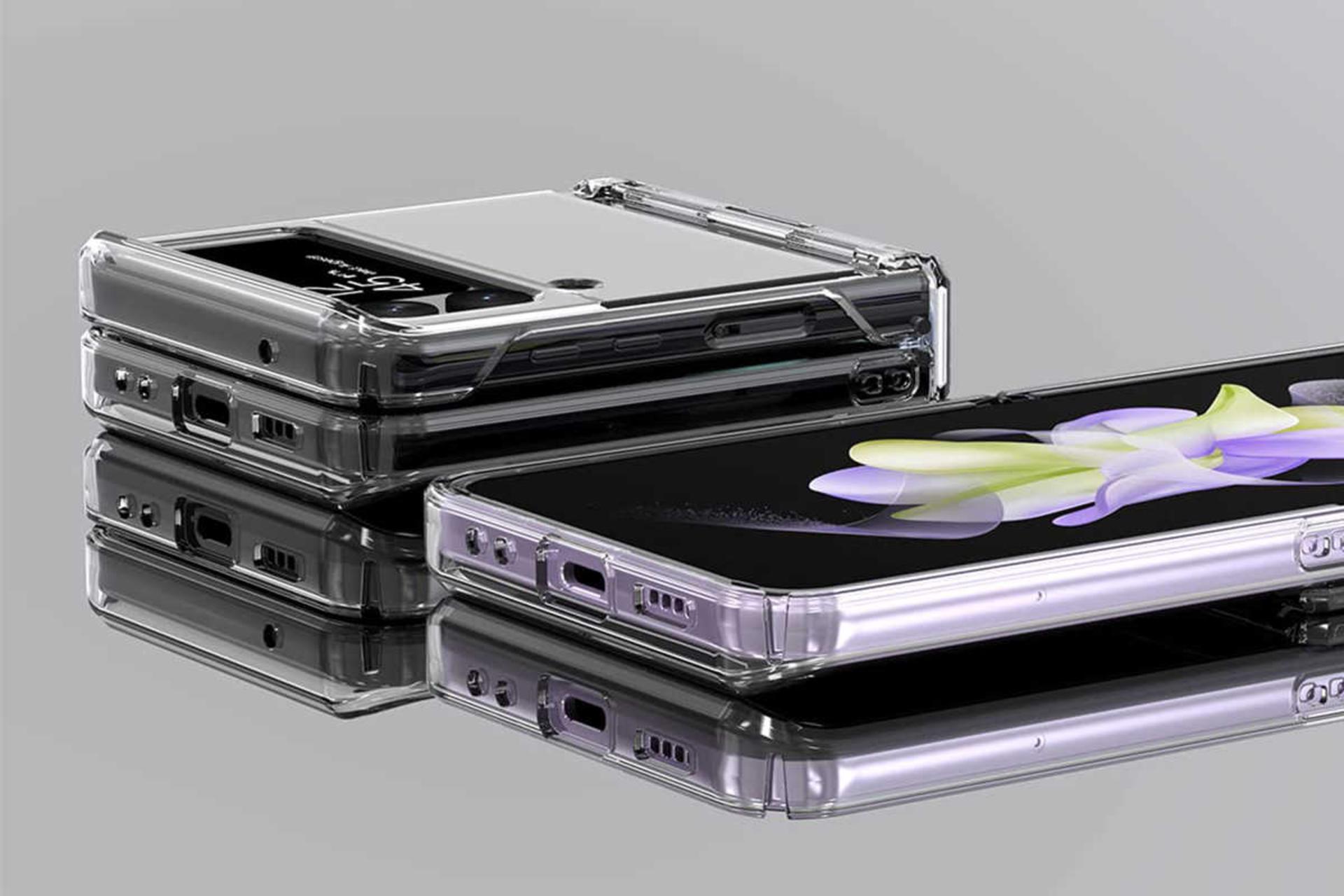 نمای زیرین قاب گوشی آراری مدل Nukin 360 شفاف مناسب سامسونگ Galaxy Z Flip4