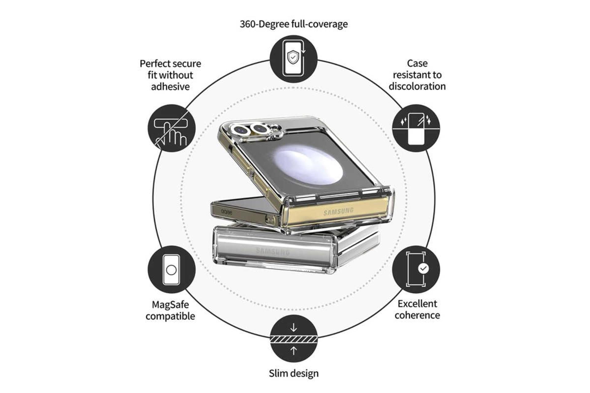 مشخصات قاب گوشی آراری مدل Nukin 360 M مناسب سامسونگ Galaxy Z Flip6