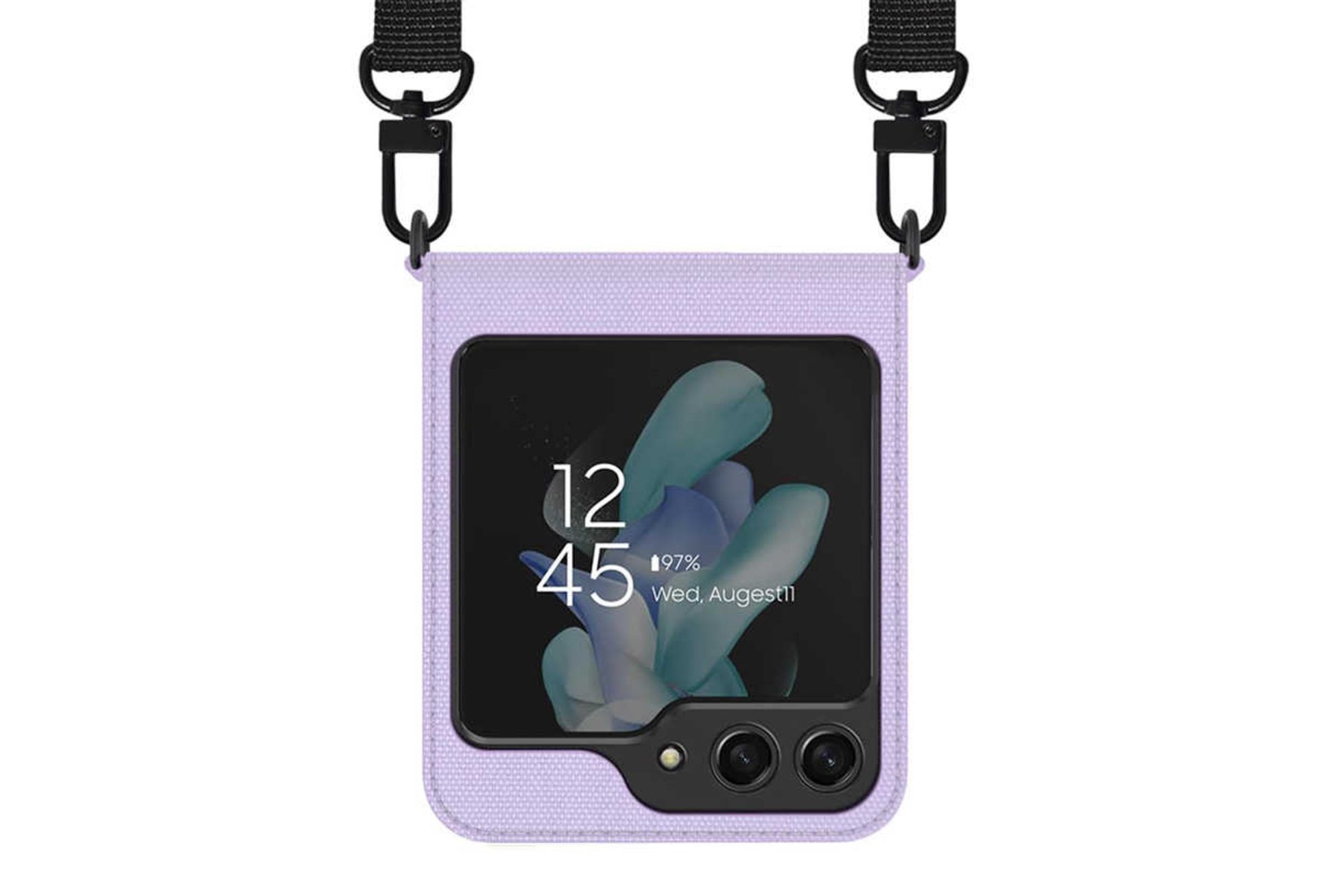 قاب گوشی آراری مدل Canvas Diary مناسب سامسونگ Galaxy Z Flip5 همراه با بند مخصوص رنگ بنفش