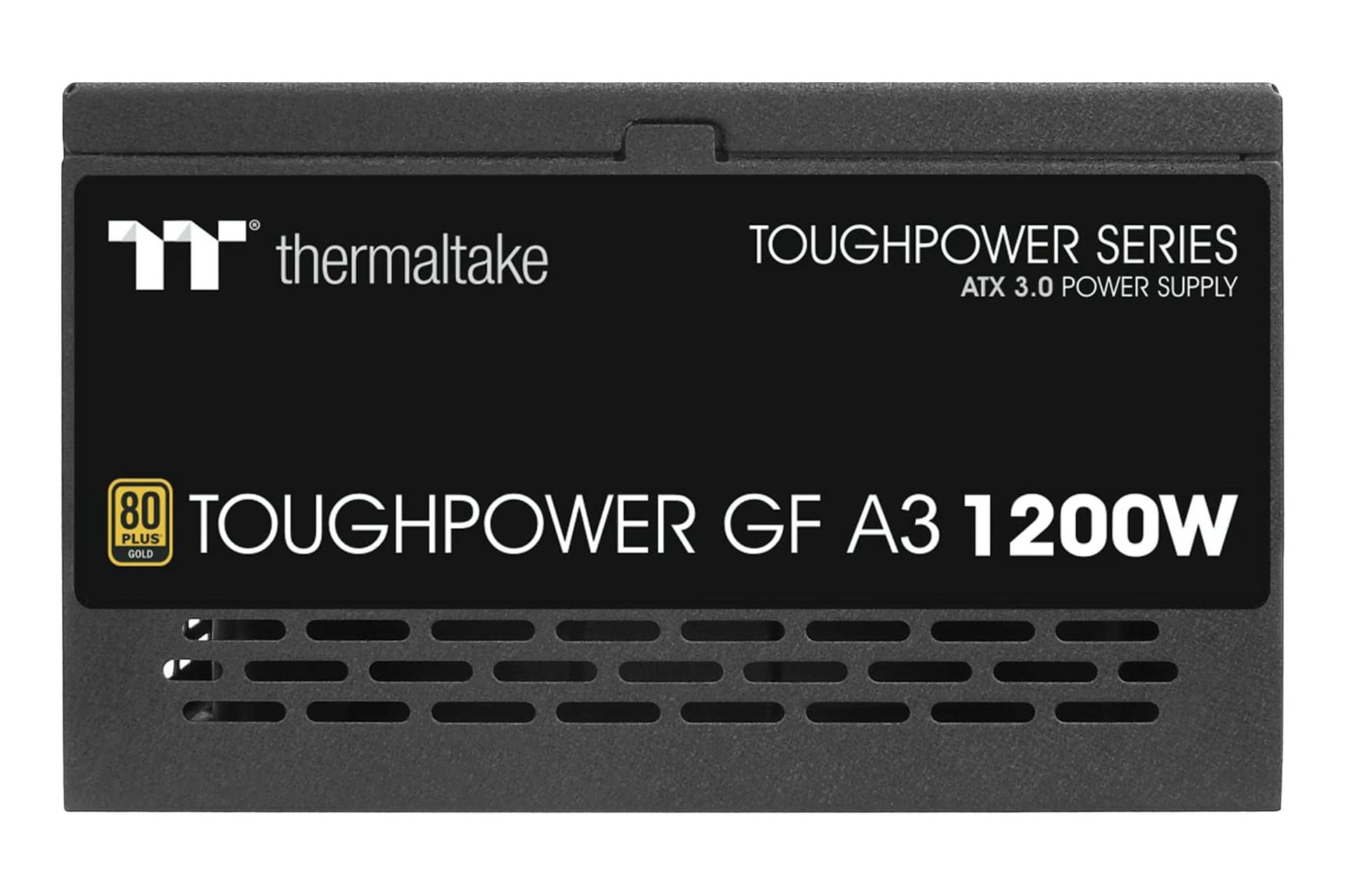 نمای پنل کناری پاور کامپیوتر ترمالتیک Toughpower GF A3 با توان 1200 وات با نمایش لوگو