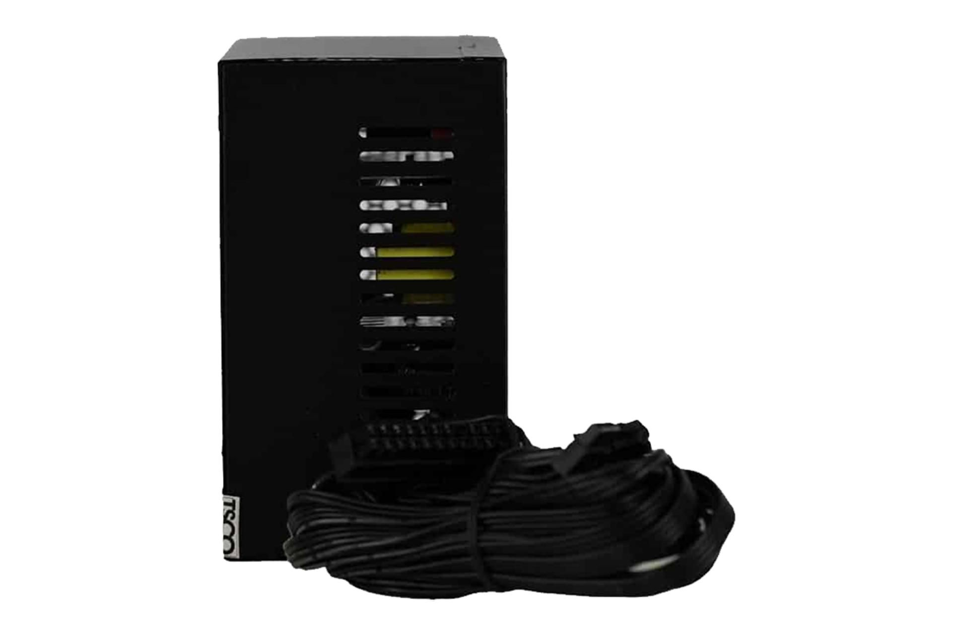 نمای پنل پشت پاور کامپیوتر تسکو TP 570 N با توان 230 وات با نمایش کابل‌ها