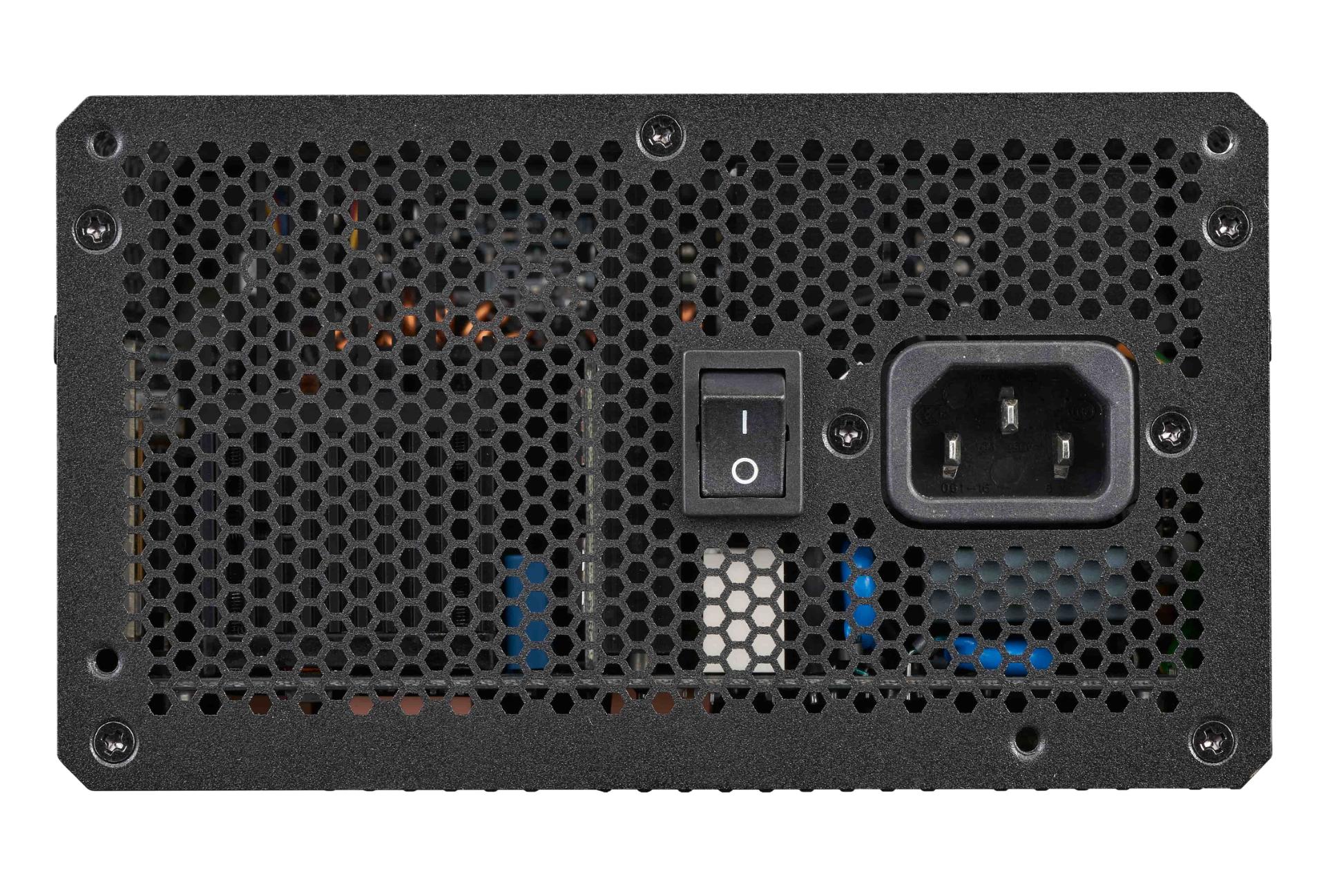 نمای پنل پشت پاور کامپیوتر کولر مستر X Silent Edge Platinum 1100 230V با توان 1100 وات با نمایش درگاه و سوییچ برق