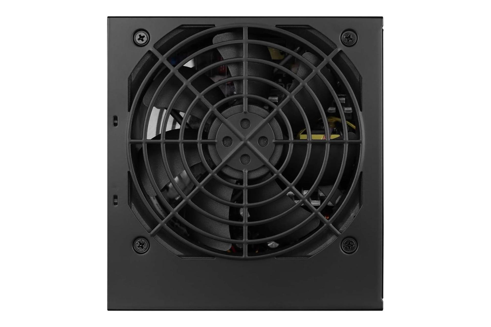 نمای پنل زیر پاور کامپیوتر کولر مستر MasterWatt Lite 230V با توان 700 وات با نمایش فن و منافذ عبور هوا