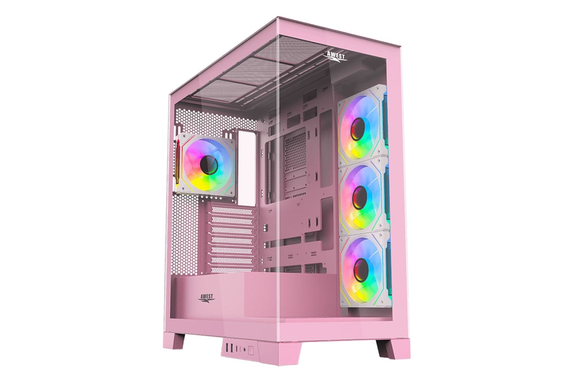 نمای نیمرخ کیس کامپیوتر اوست GT-AQ16-MP با نمایش پنل جلو، کناری و لوگو