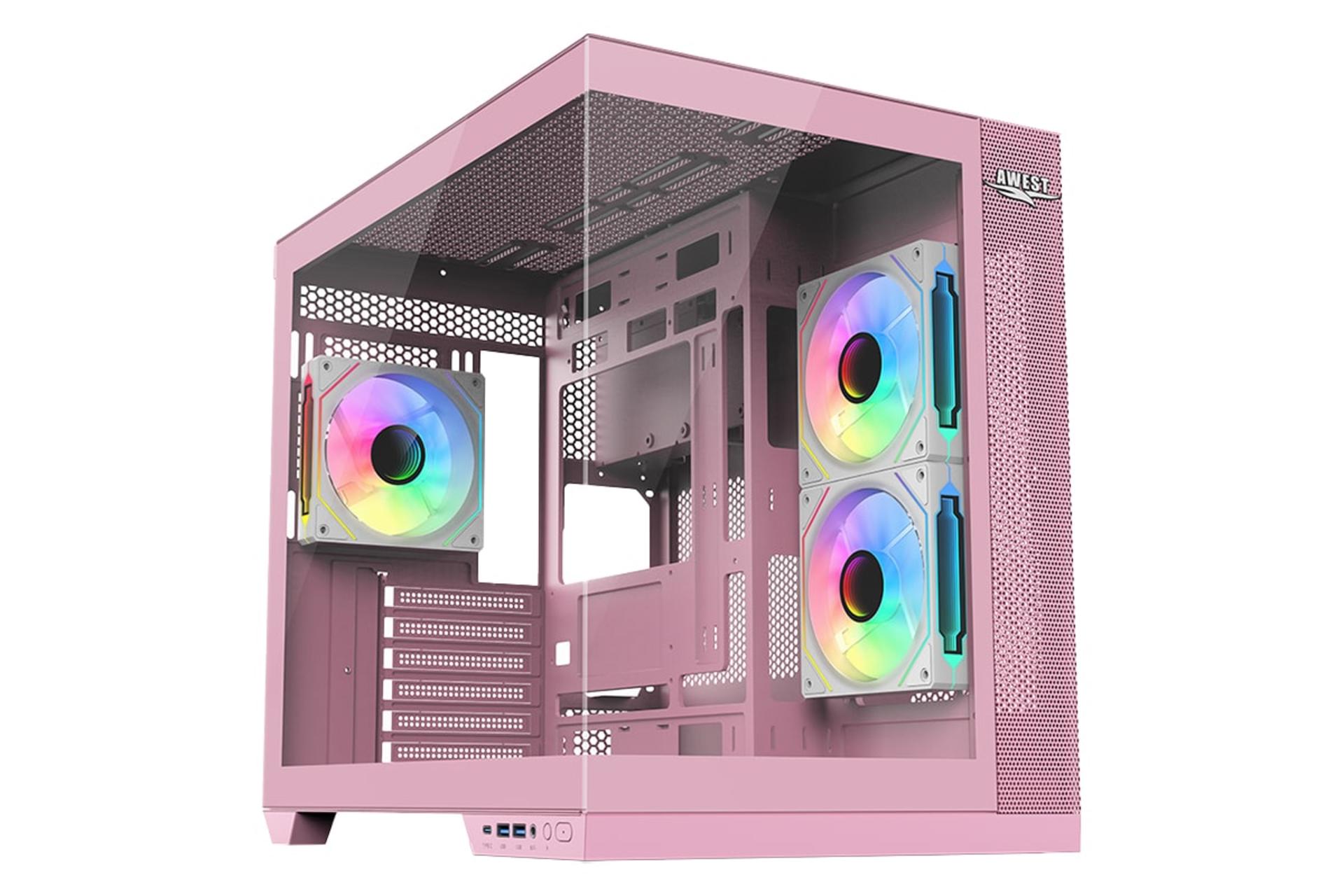 نمای نیمرخ کیس کامپیوتر اوست GT-AQ12-MP با نمایش پنل جلو، کناری و لوگو