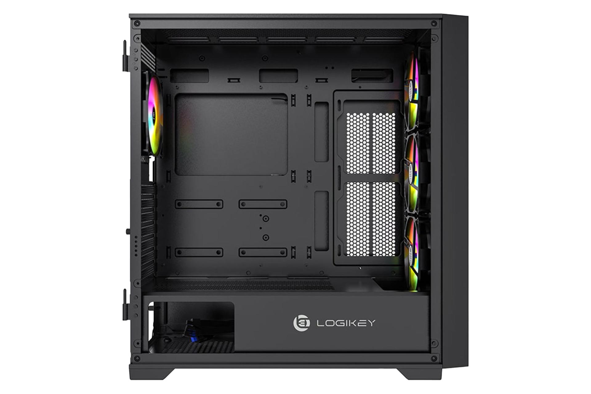 نمای داخلی پنل کناری کیس کامپیوتر لاجی کی C484B با نمایش محل نصب مادربرد