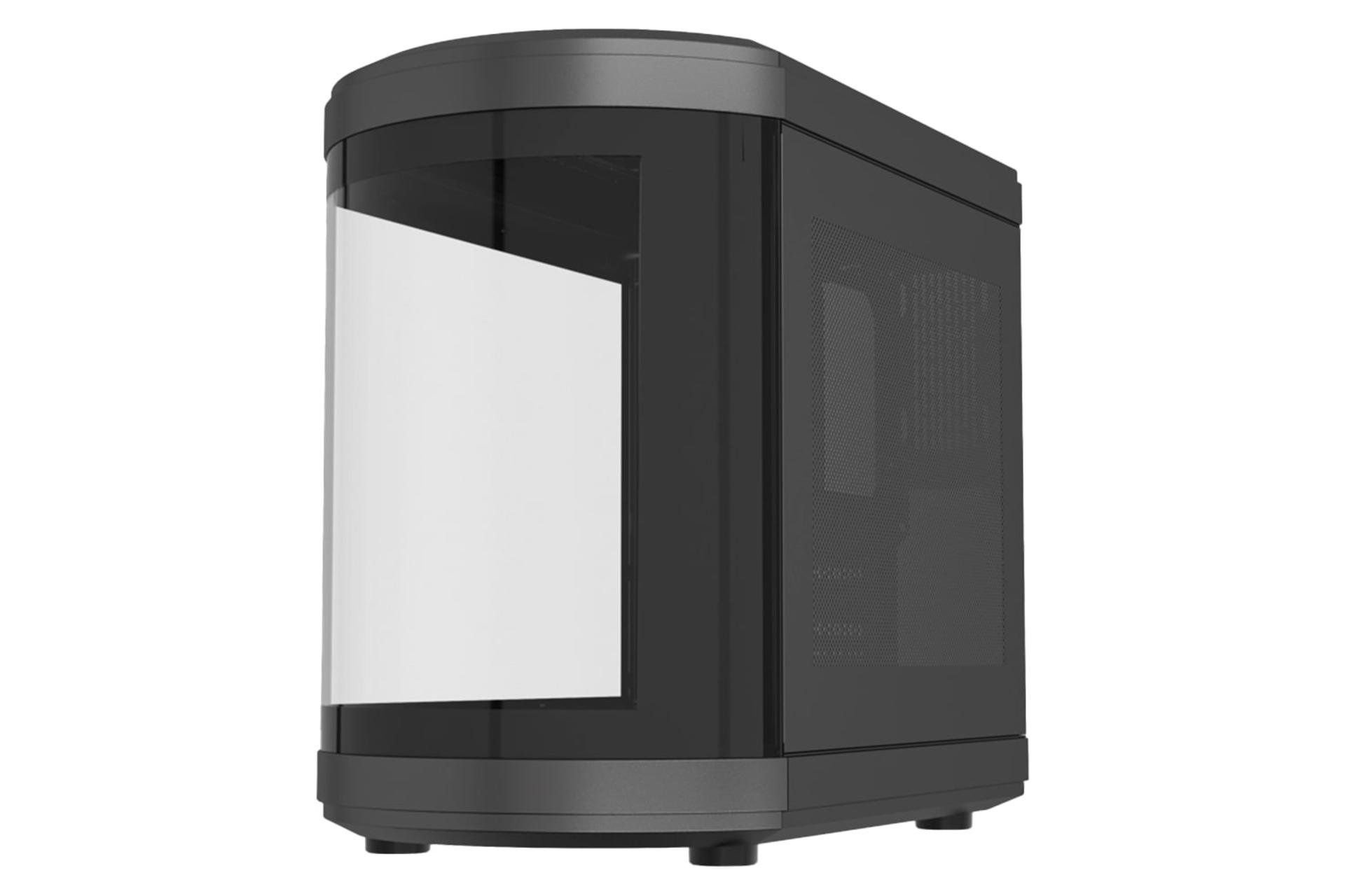 نمای نیمرخ پنل جلوی کیس کامپیوتر لاجی کی C570B با نمایش پنل جلو و سمت راست