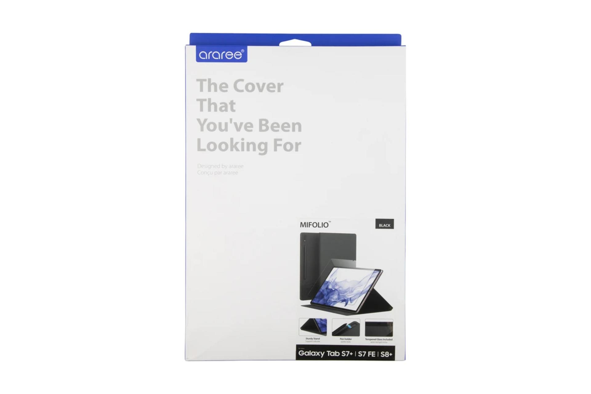 جعبه قاب تبلت کیف کلاسوری آراری مدل MIFOLIO مناسب سامسونگ Galaxy Tab S8 Plus / S7 Plus همراه با محافظ صفحه نمایش