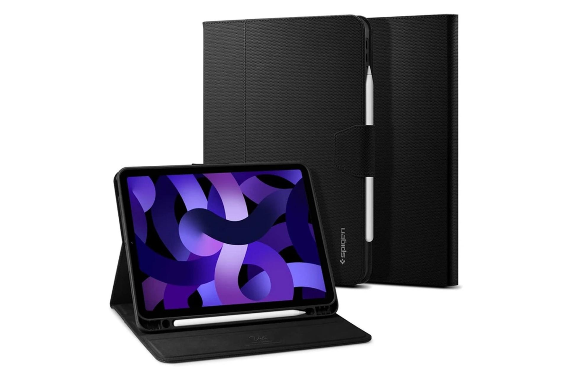 قاب تبلت کیف کلاسوری اسپیگن مدل Liquid Air Folio مناسب اپل iPad Air 11 2025 / 2024 / Air 2022 / 2020