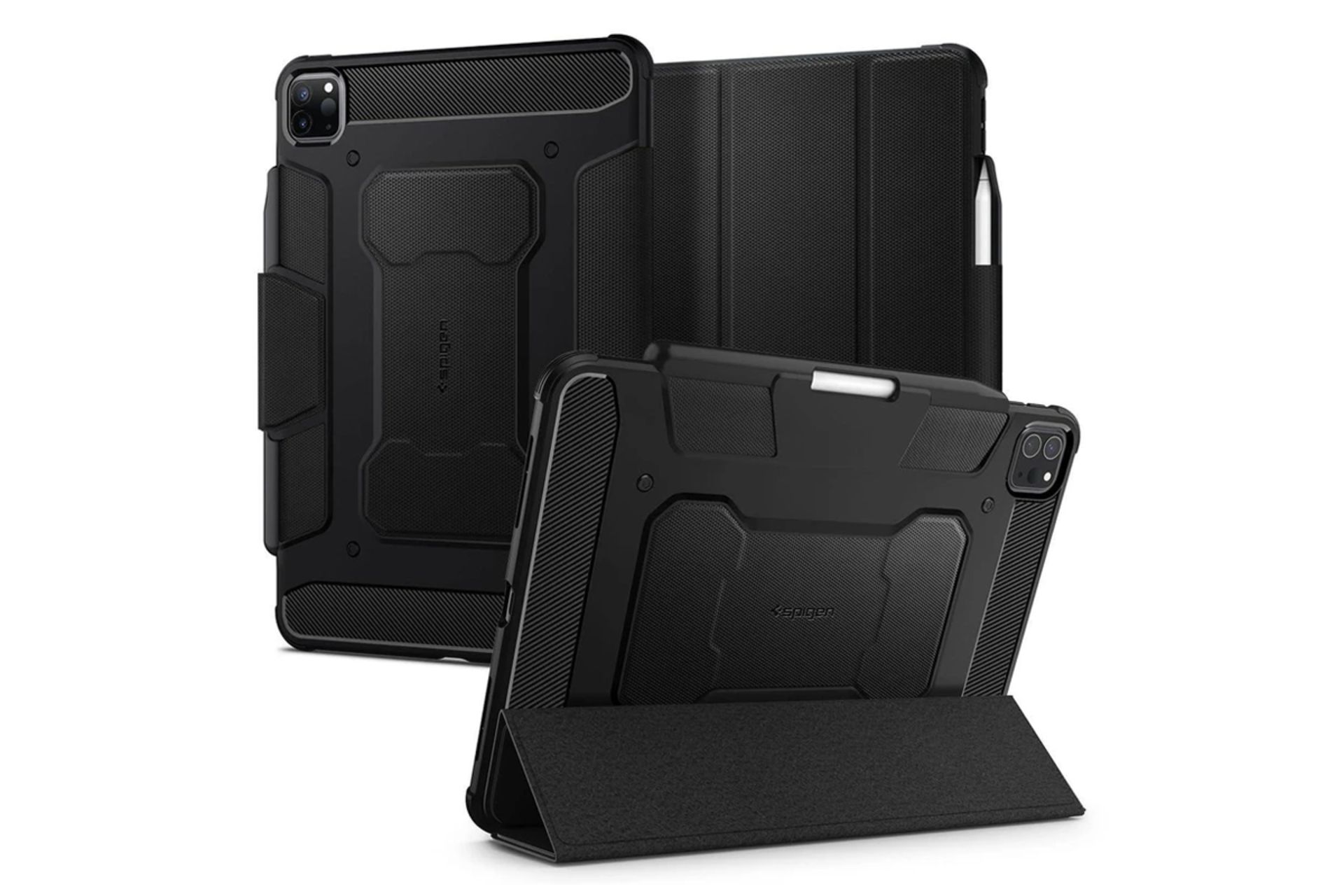 قاب تبلت کیف کلاسوری اسپیگن مدل Rugged Armor Pro مناسب اپل iPad Pro 11 2021 / 2020 / 2018