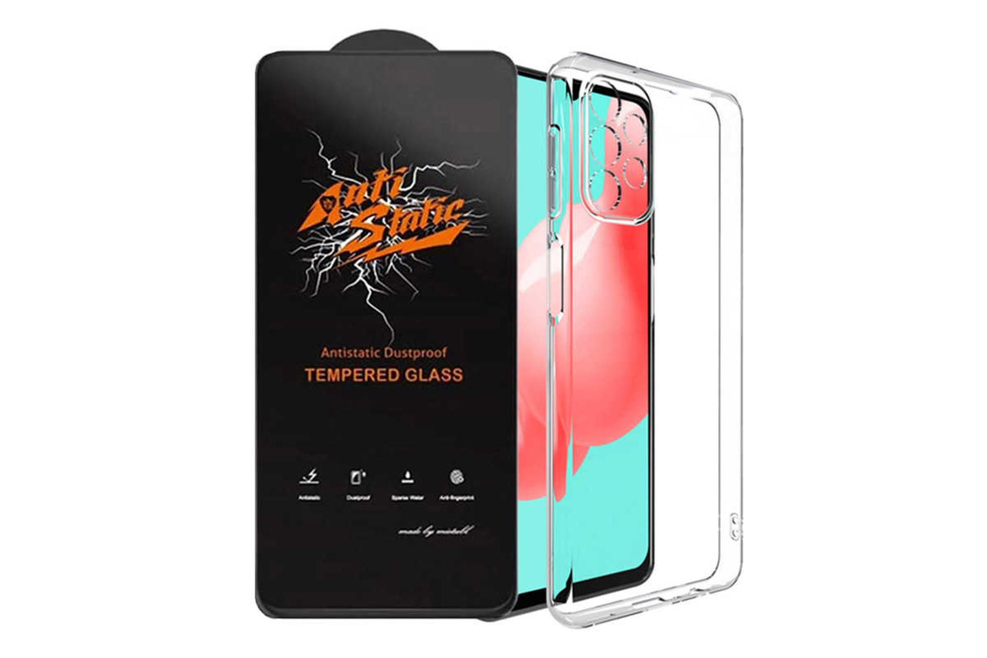 نمای پشت قاب گوشی آلتیمیت شیلد مدل ANTIS-CL مناسب سامسونگ Galaxy A13 همراه با محافظ صفحه نمایش