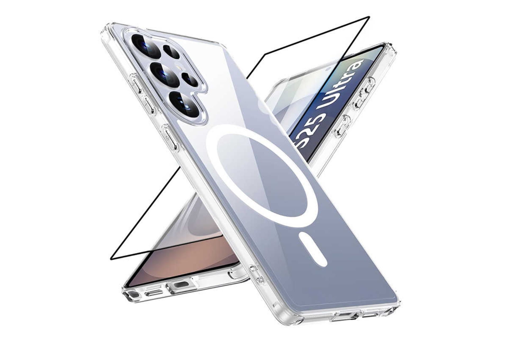 نمای پشت قاب گوشی آلتیمیت شیلد مدل TPR Magsafe GLS مناسب سامسونگ Galaxy S25 Ultra همراه با محافظ صفحه نمایش