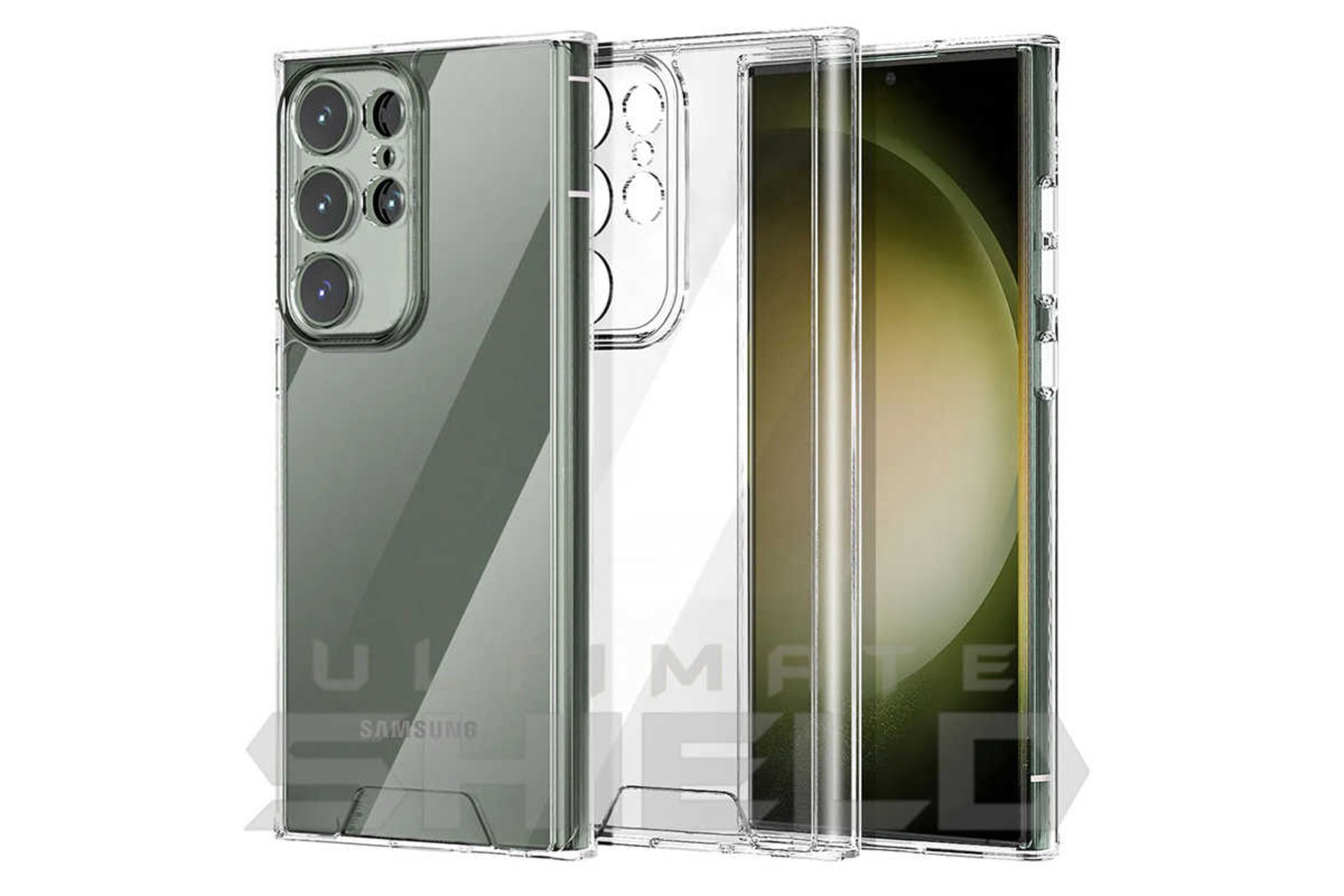 نمای سمت راست قاب گوشی آلتیمیت شیلد مدل Clear-UGL مناسب سامسونگ Galaxy S24 Ultra همراه با محافظ صفحه نمایش