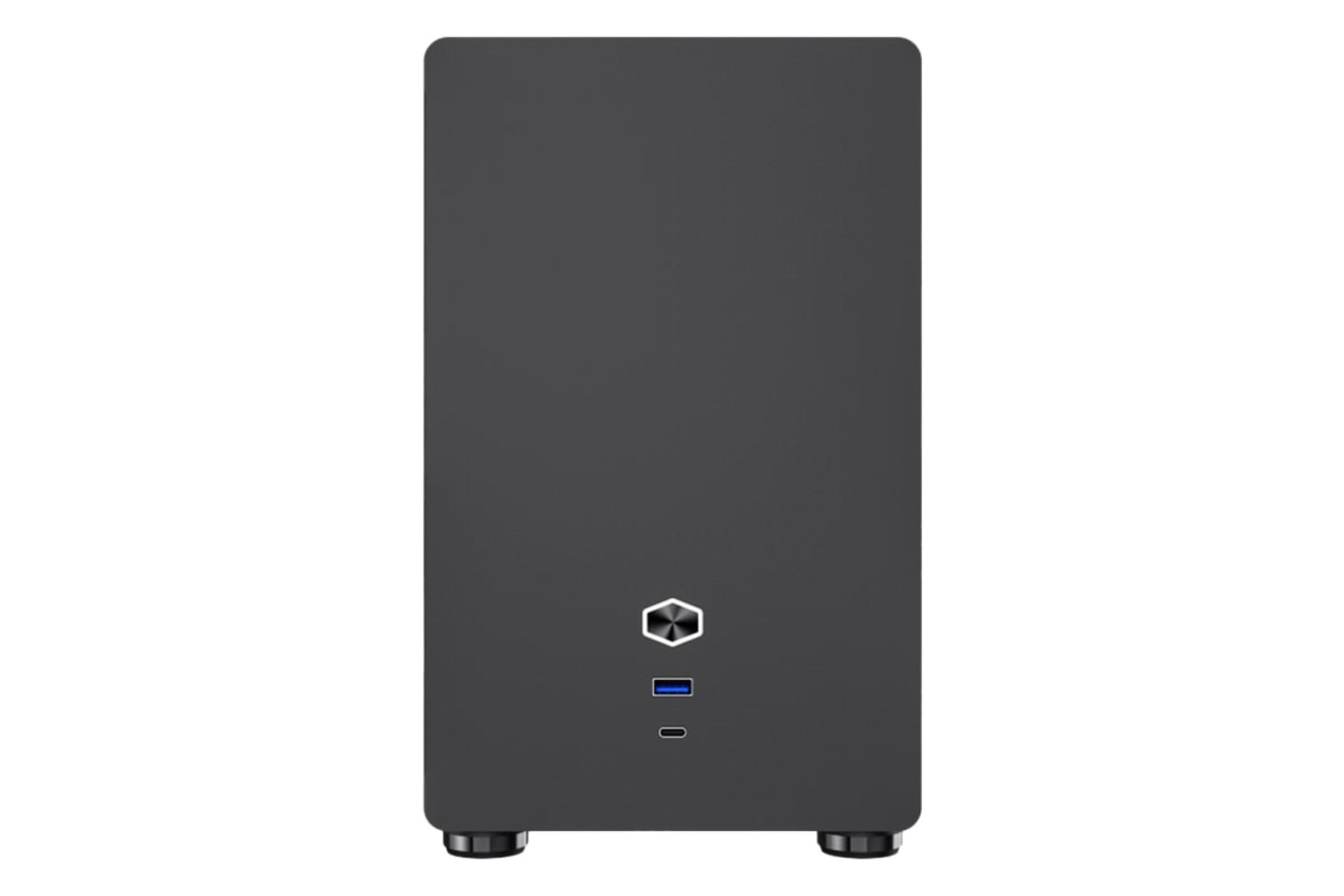 نمای پنل جلوی کیس کامپیوتر گیم‌ مکس Spark Mini با نمایش دکمه و درگاه‌ها رنگ مشکی