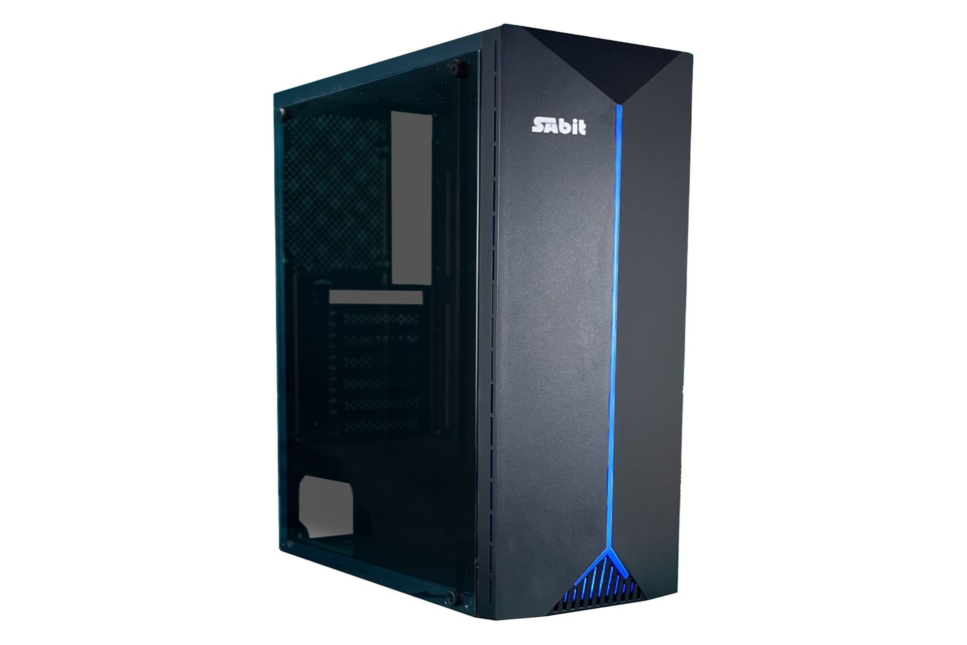 نمای نیمرخ کیس کامپیوتر سابیت CG-24 با نمایش پنل جلو و سمت چپ