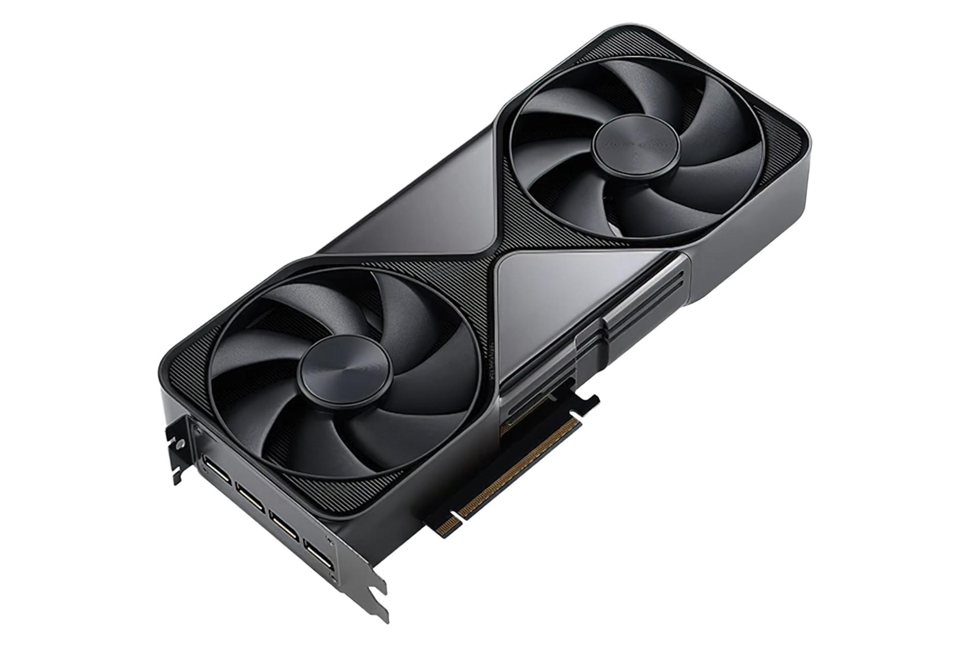 نمای بالای کارت گرافیک انویدیا RTX PRO 6000 Blackwell با نمایش براکت پشت، فن‌ها و لبه کناری