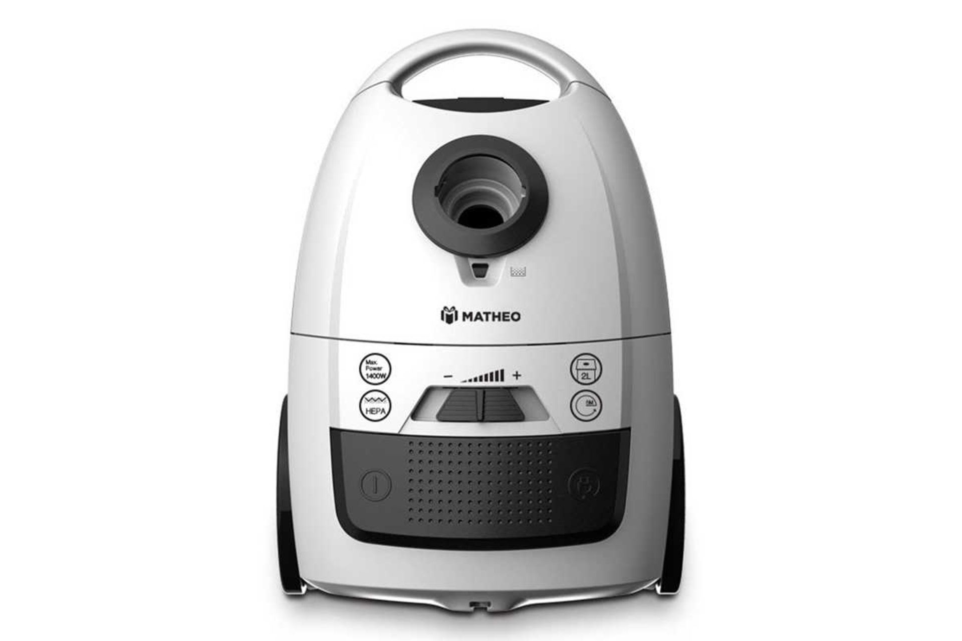 نمای جلوی جاروبرقی متئو MVC 141 رنگ سفید