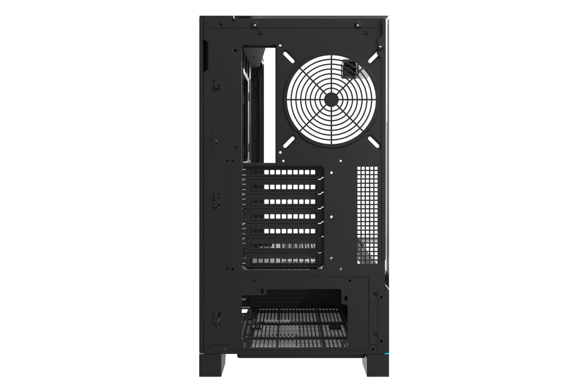 نمای پنل پشت کیس کامپیوتر دارک فلش DY450 Pro با نمایش اسلات های توسعه رنگ مشکی
