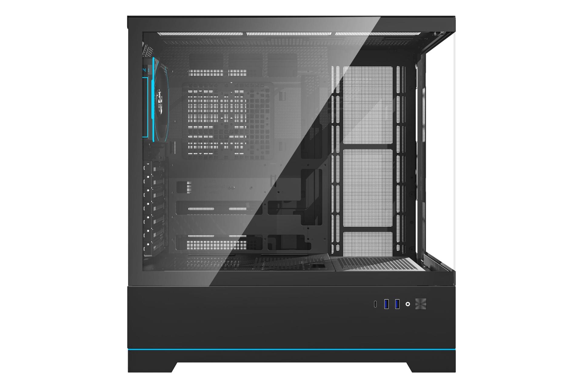 نمای داخلی کیس کامپیوتر دارک فلش DY451 Pro با نمایش محل نصب مادربرد رنگ مشکی