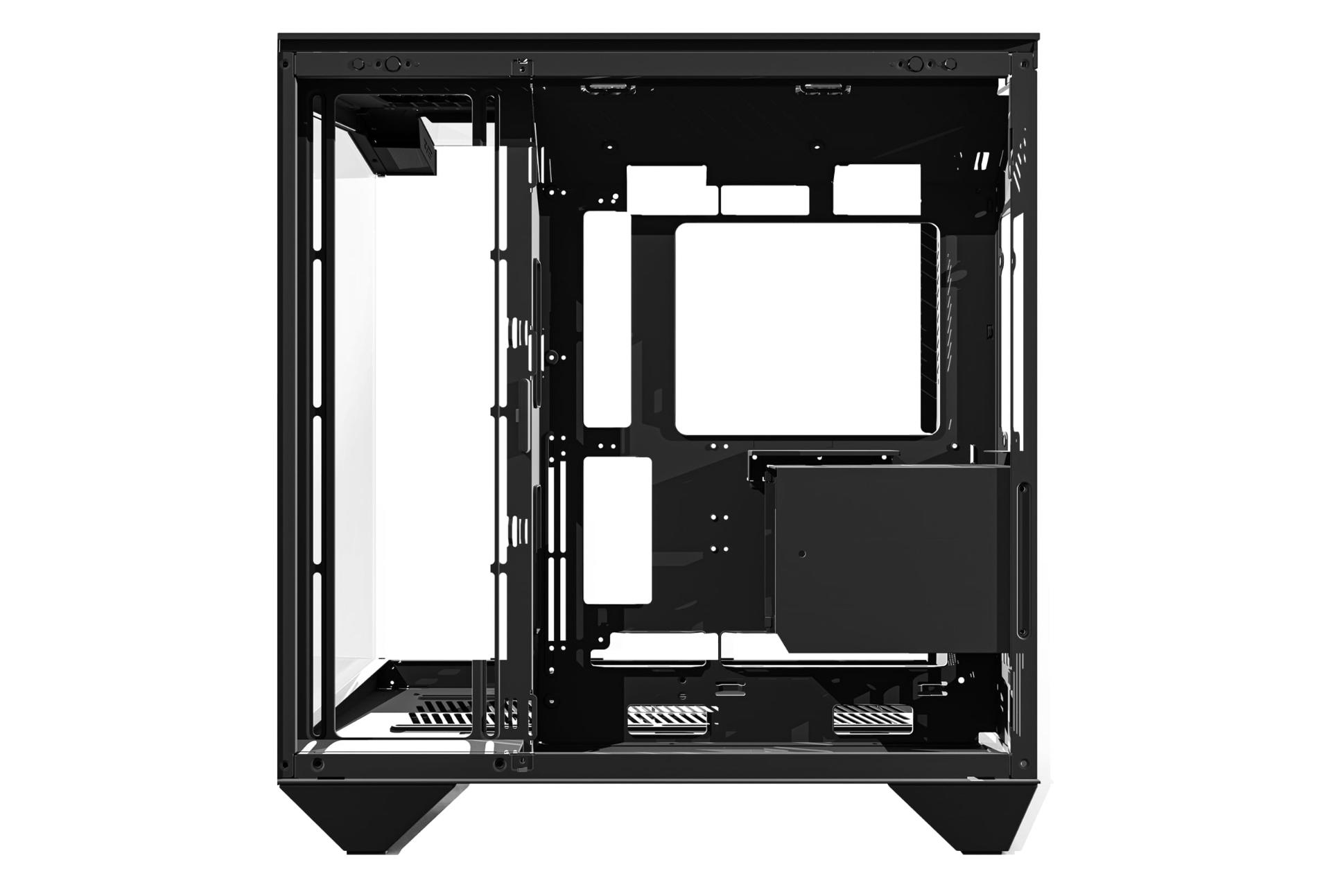 نمای داخلی پنل سمت راست کیس کامپیوتر دارک فلش DY470 با نمایش محل نصب پاور رنگ مشکی