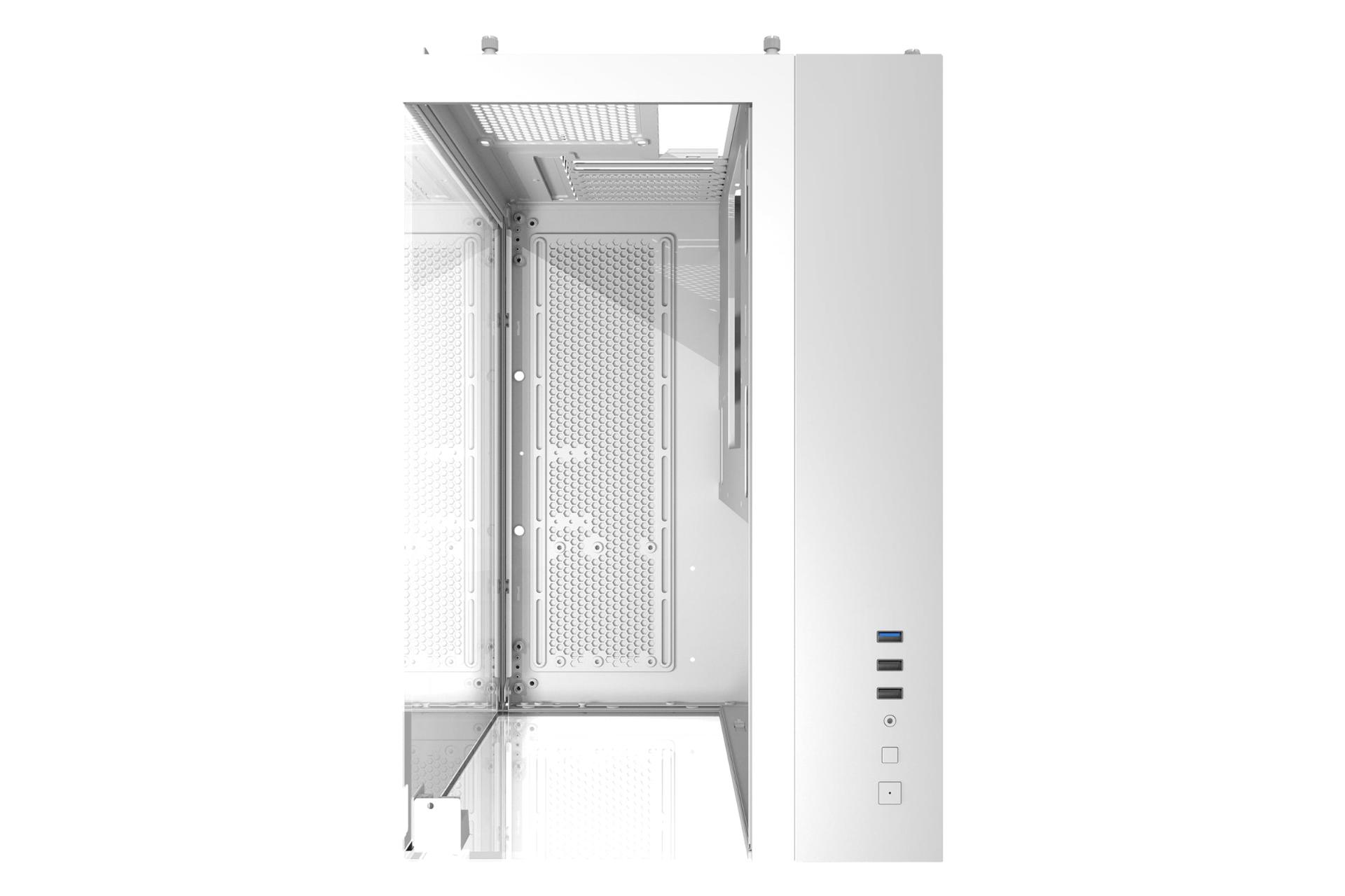 نمای بالای کیس کامپیوتر دارک فلش TH285 با نمایش درگاه و دکمه‌ها