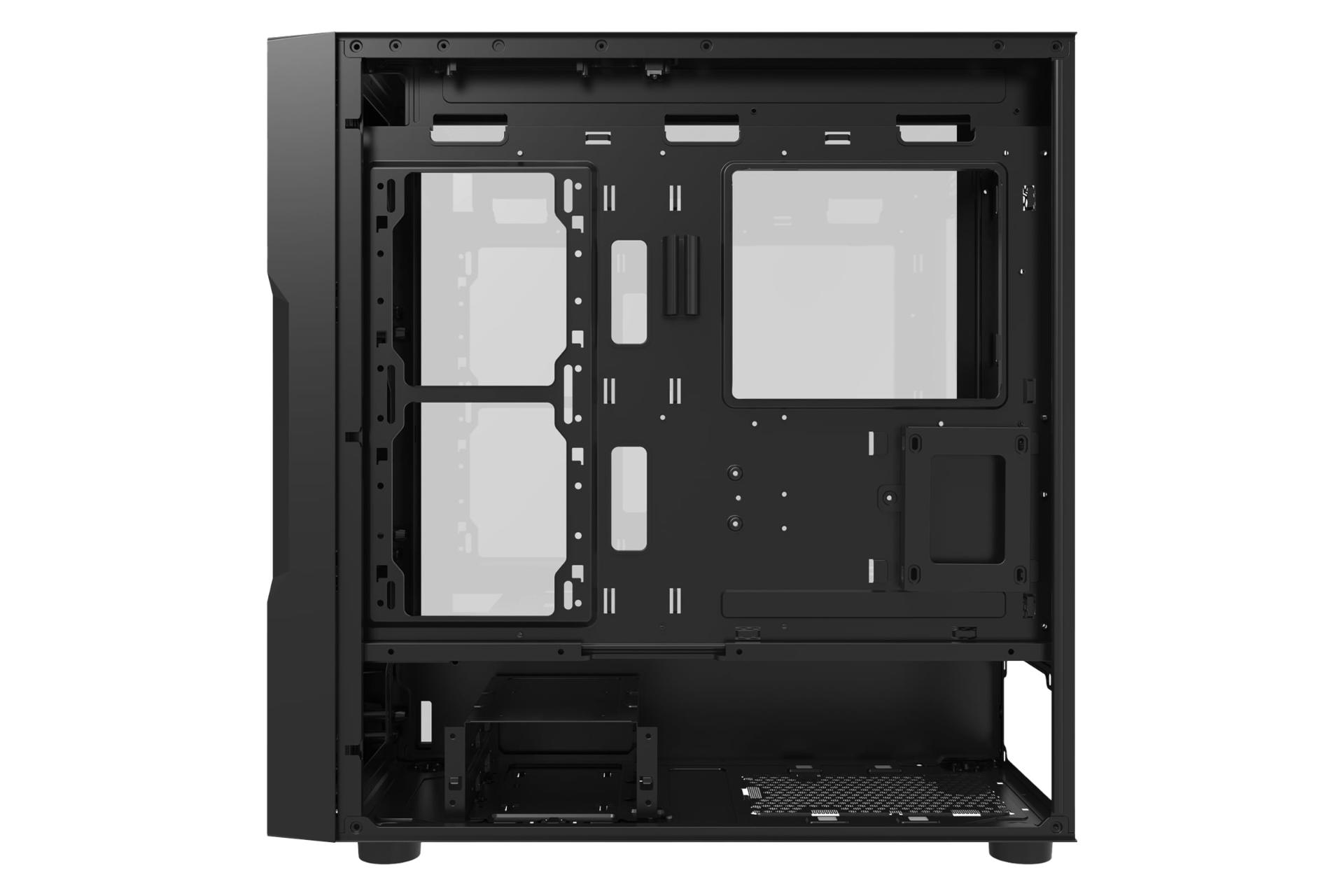 نمای داخلی پنل سمت راست کیس کامپیوتر دارک فلش DK431 Glass با نمایش محل نصب پاور