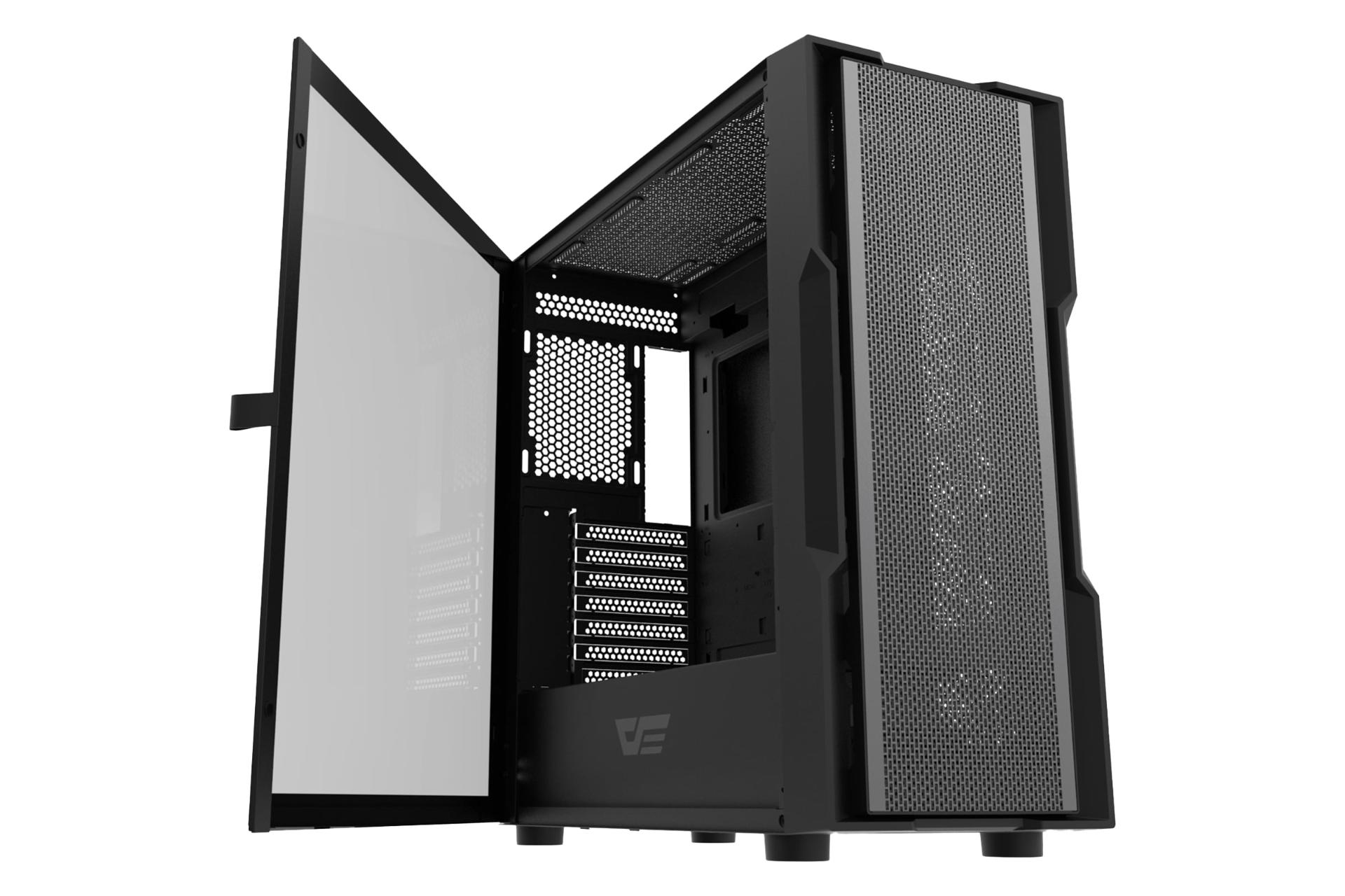 نمای نیمرخ کیس کامپیوتر دارک فلش DK431 با نمایش درب پنل سمت چپ