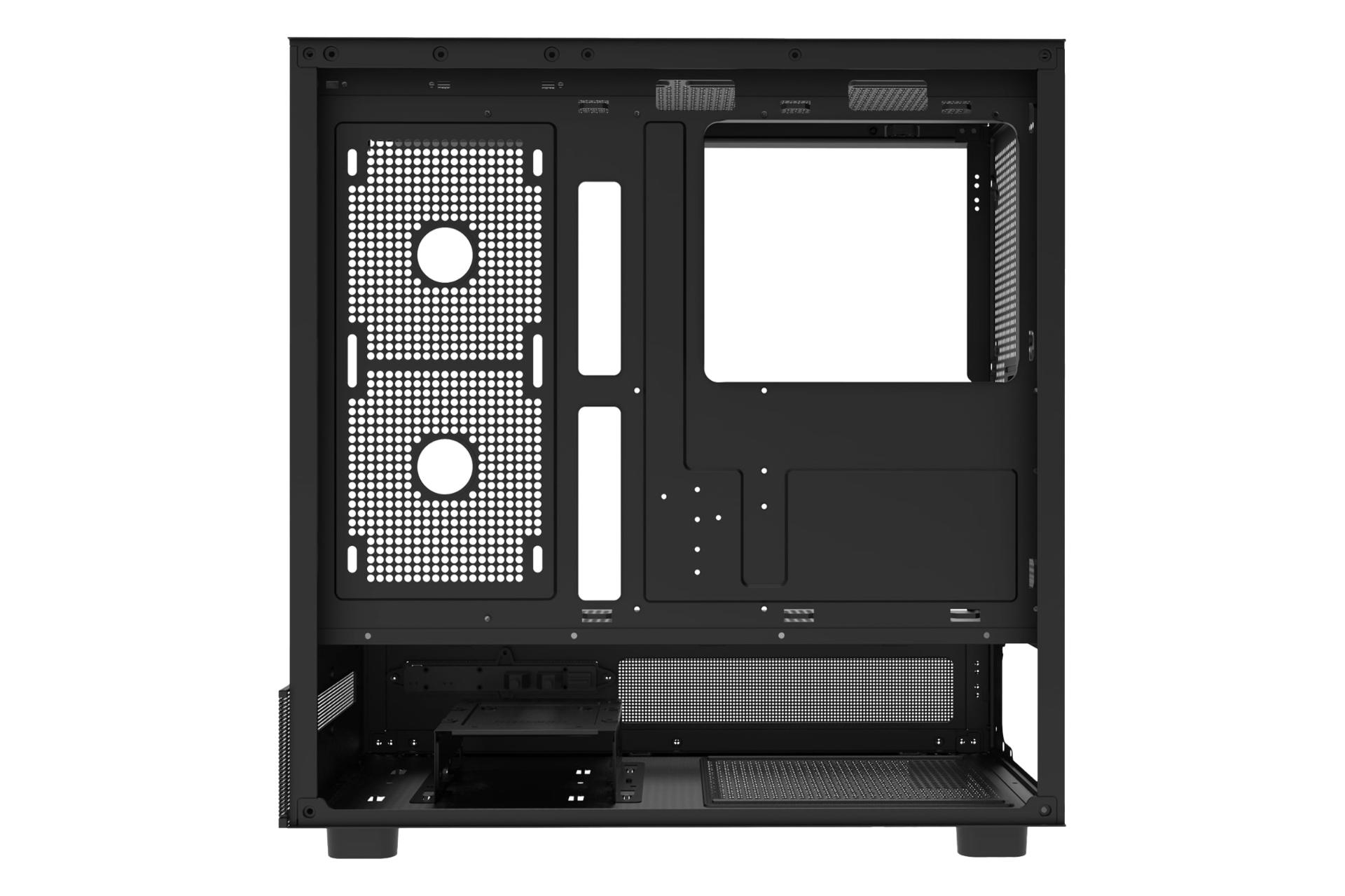 نمای داخلی پنل سمت راست کیس کامپیوتر دارک فلش DPX90 با نمایش محل نصب پاور رنگ مشکی