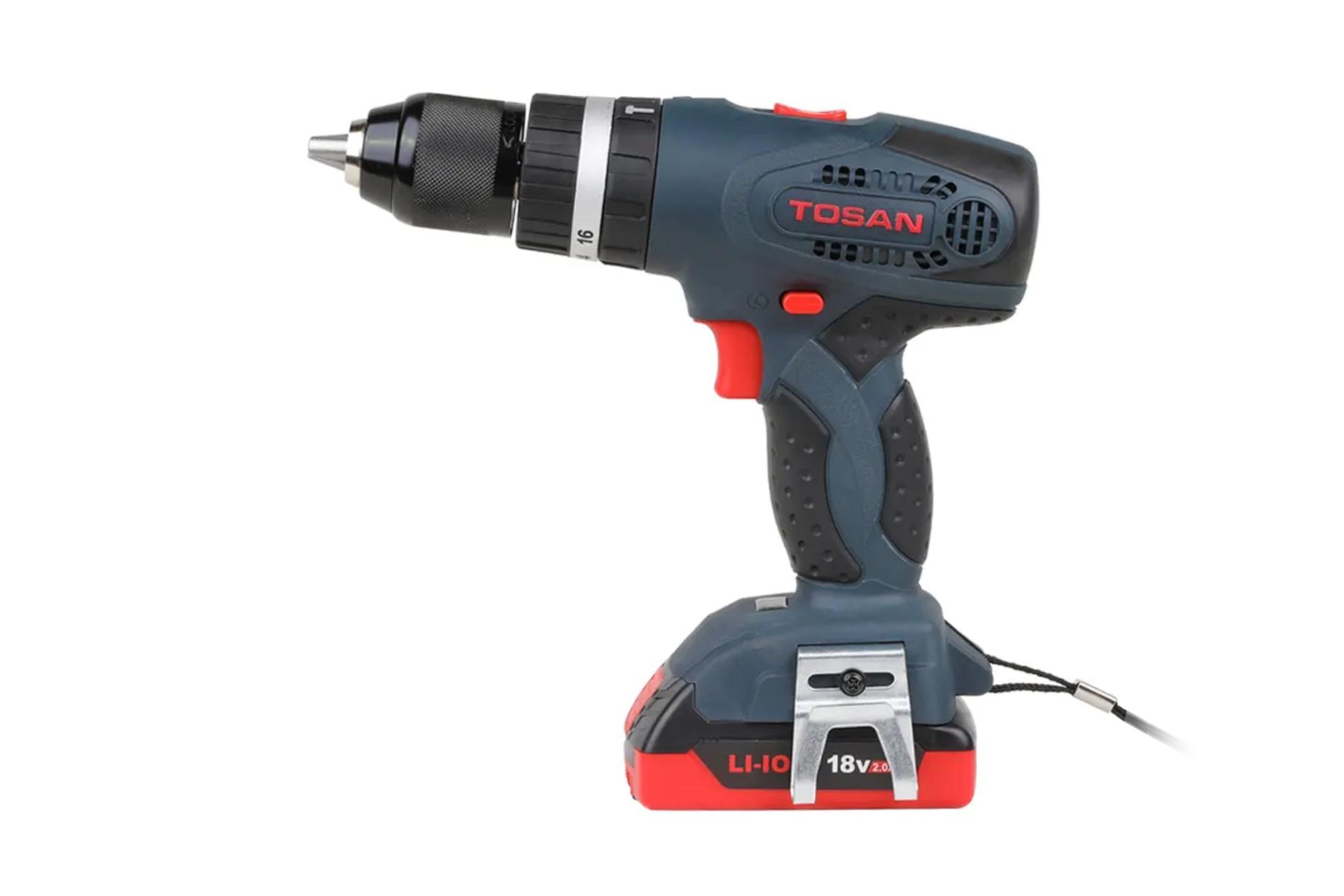 نمای کنار دریل پیچ گوشتی شارژی توسن 9018SCI