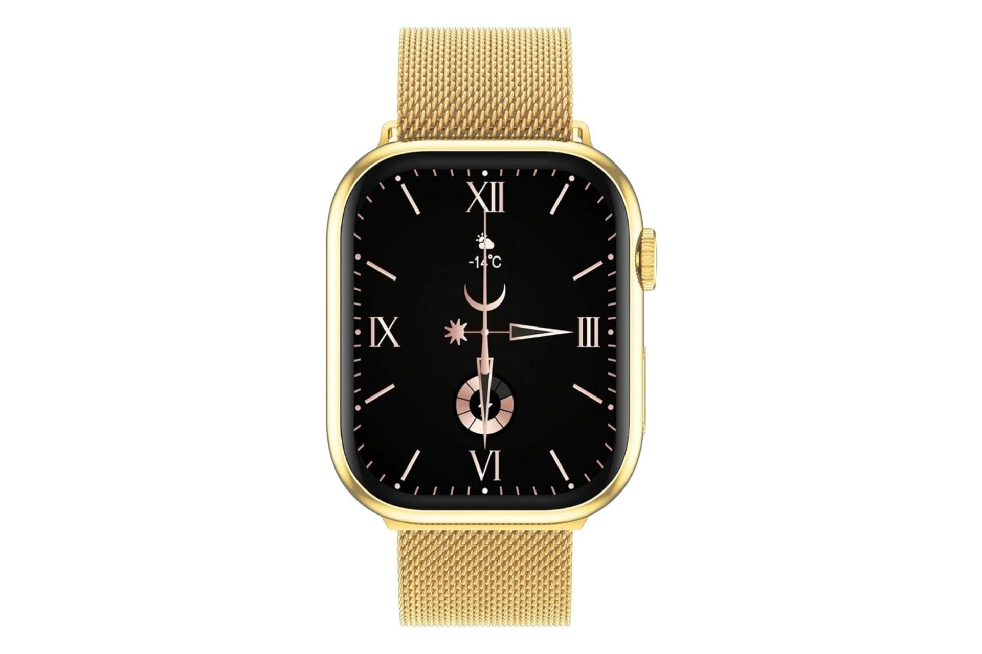 ساعت هوشمند جی تب G-Tab FT8 طلایی از نمای روبرو