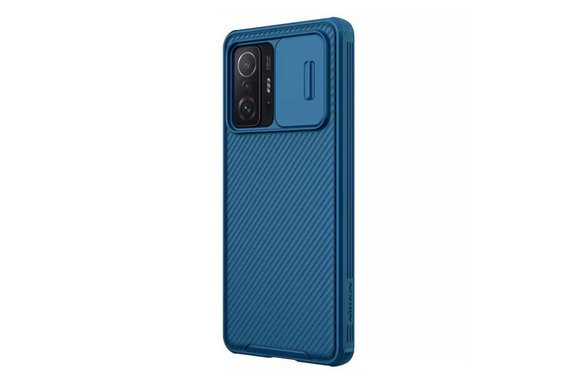 نمای سمت راست قاب گوشی نیلکین مدل CamShield Pro مناسب شیائومی 11T / 11T Pro رنگ آبی