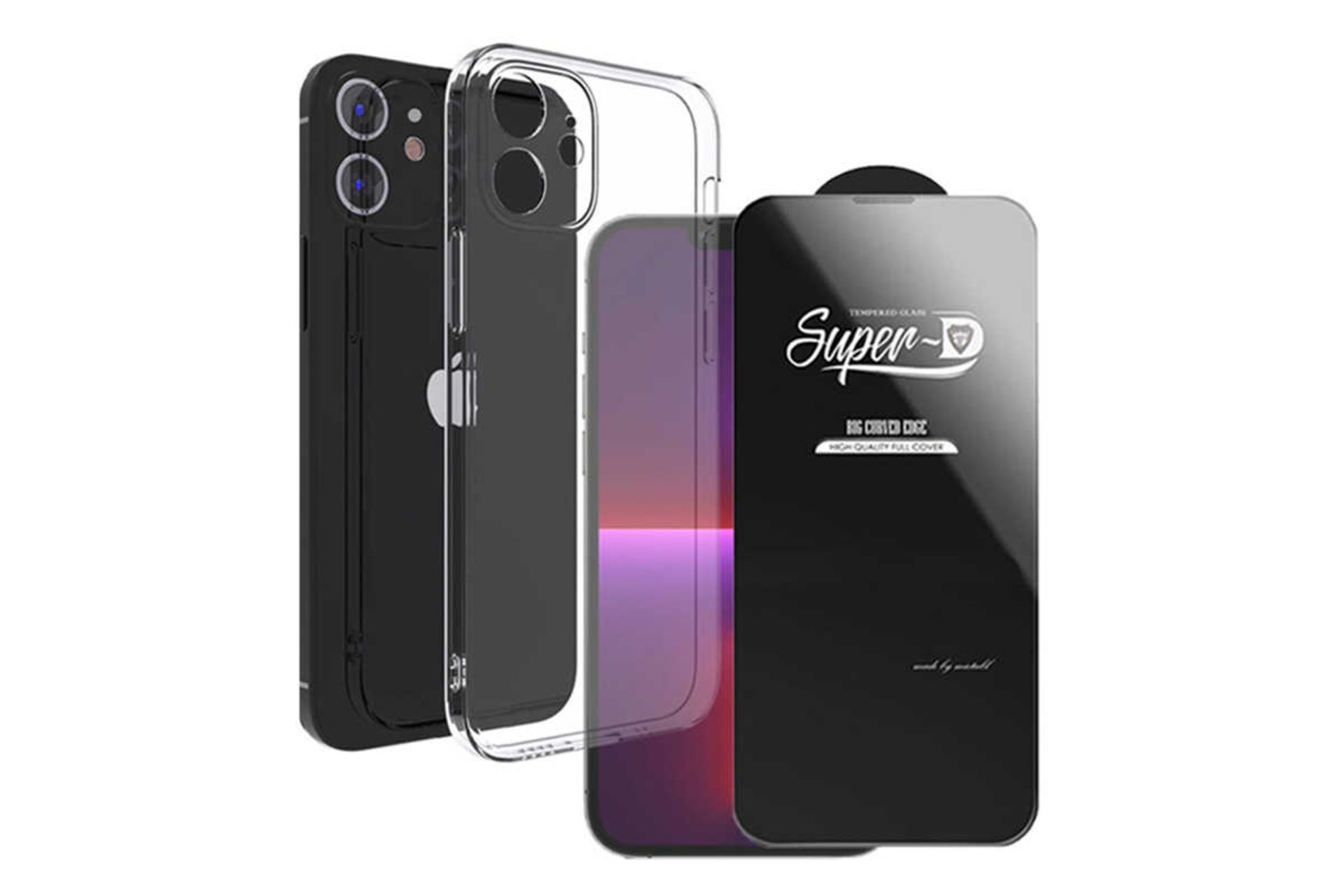 نمای پشت قاب گوشی آلتیمیت شیلد مدل SuperD-Clear مناسب اپل iPhone 12 همراه با محافظ صفحه نمایش