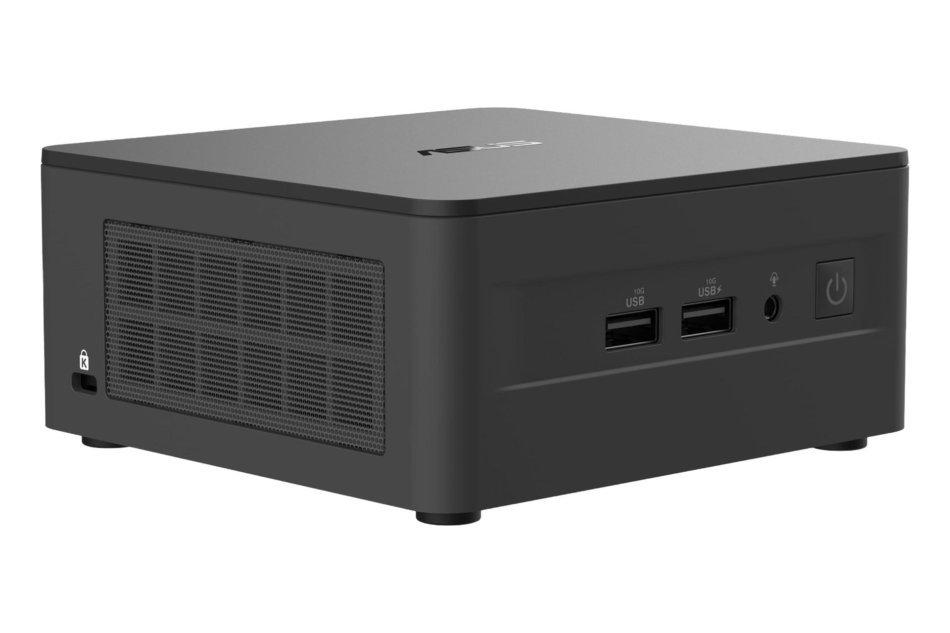 مرجع متخصصين ايران نماي نيمرخ كامپيوتر كوچك NUC 12 Pro NUC12WSH ايسوس با نمايش پنل جلو و سمت چپ