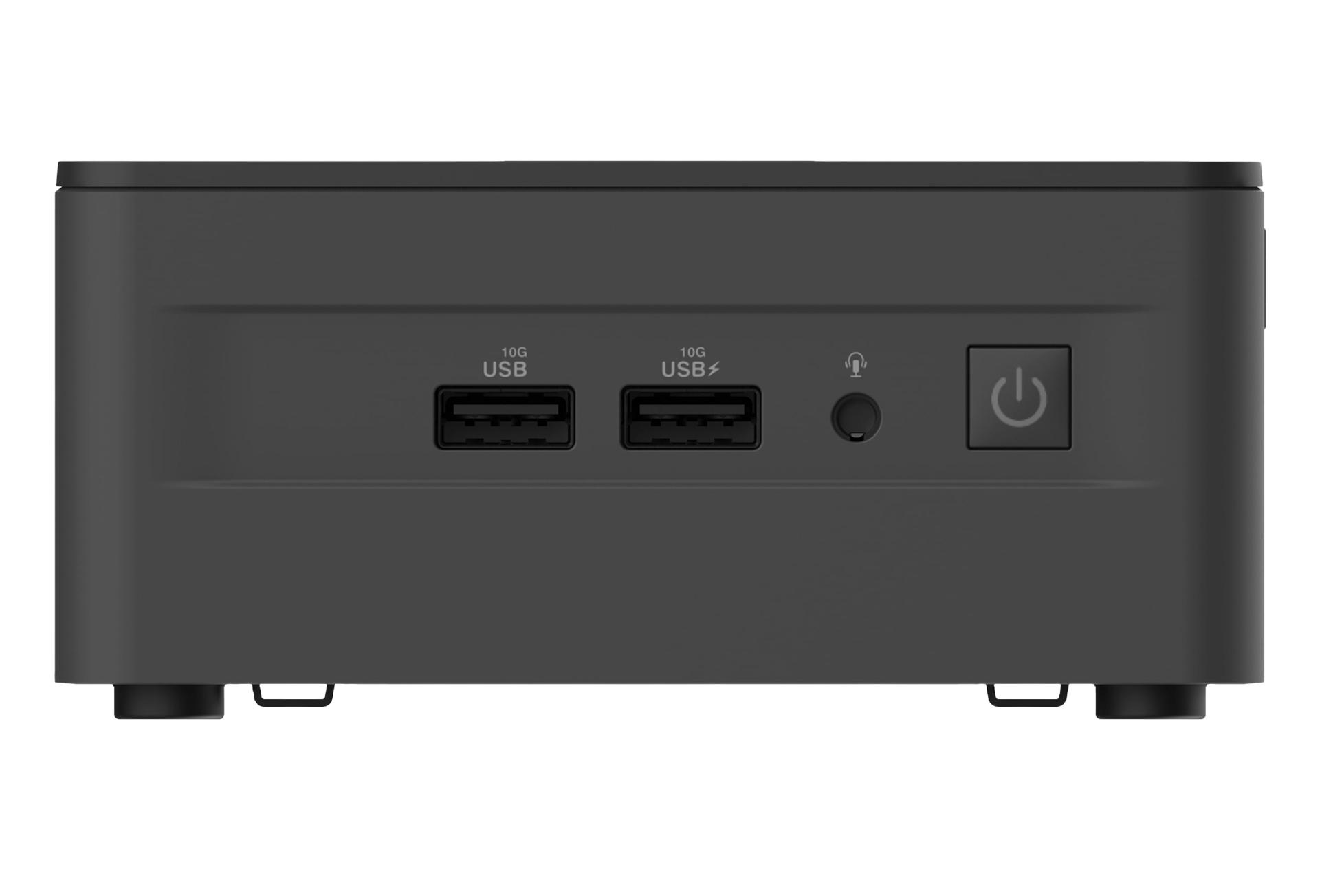 نمای پنل جلوی کامپیوتر کوچک NUC 12 Pro NUC12WSH ایسوس با نمایش درگاه‌ها