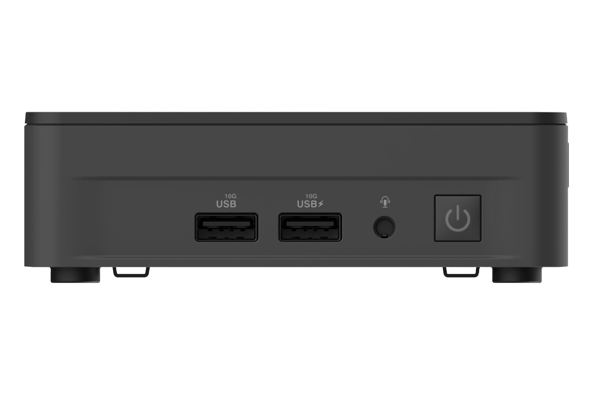 نمای پنل جلوی کامپیوتر کوچک NUC 13 Pro Slim ایسوس با نمایش درگاه‌ها