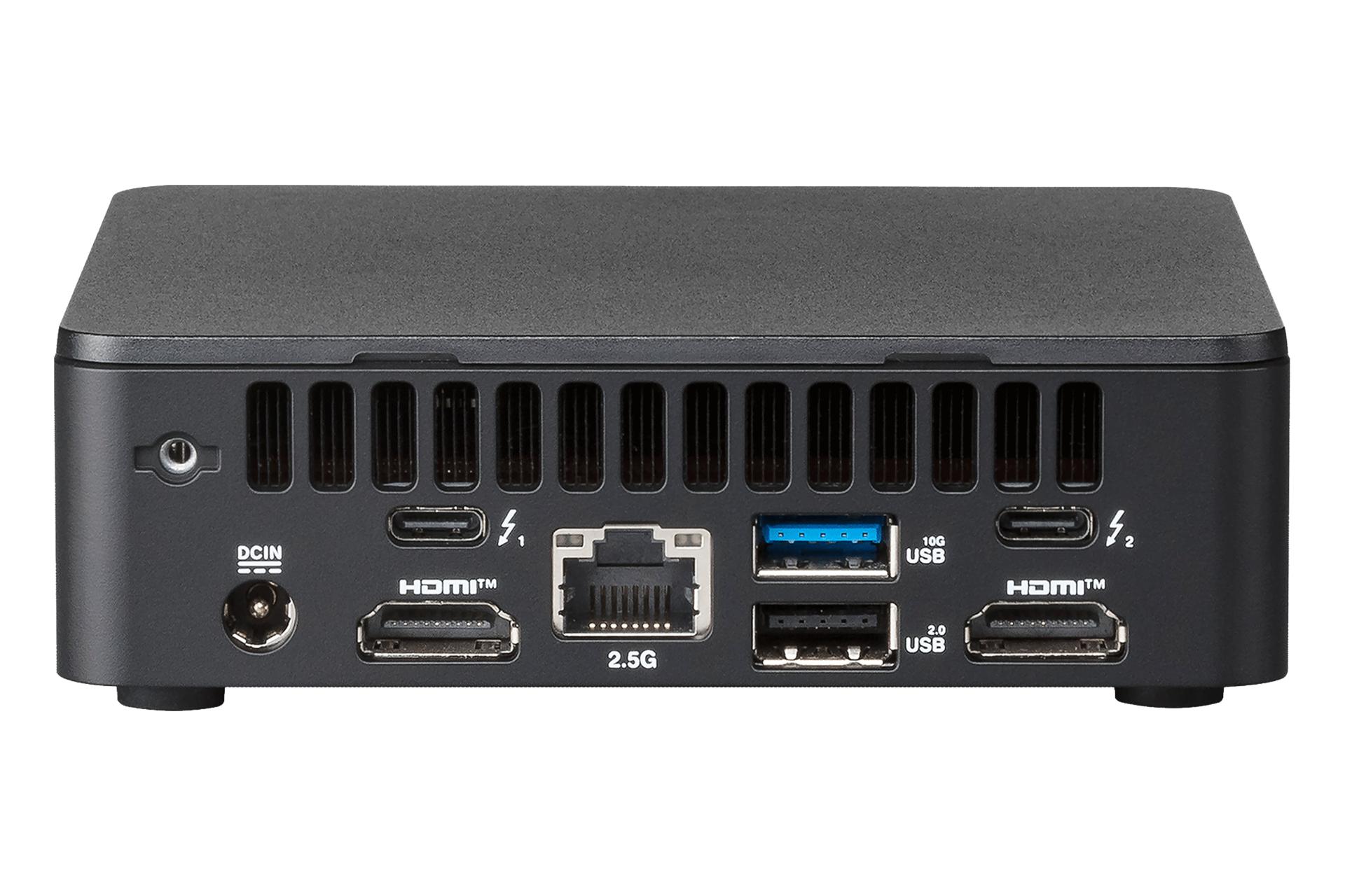 نمای پنل پشت کامپیوتر کوچک NUC 13 Pro Slim ایسوس با نمایش درگاه‌ها