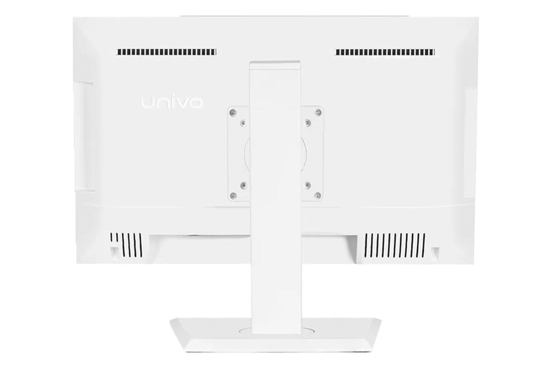نمای پنل پشت کامپیوتر همه کاره UA-2225 یونیوو با نمایش لوگو و پایه رنگ سفید