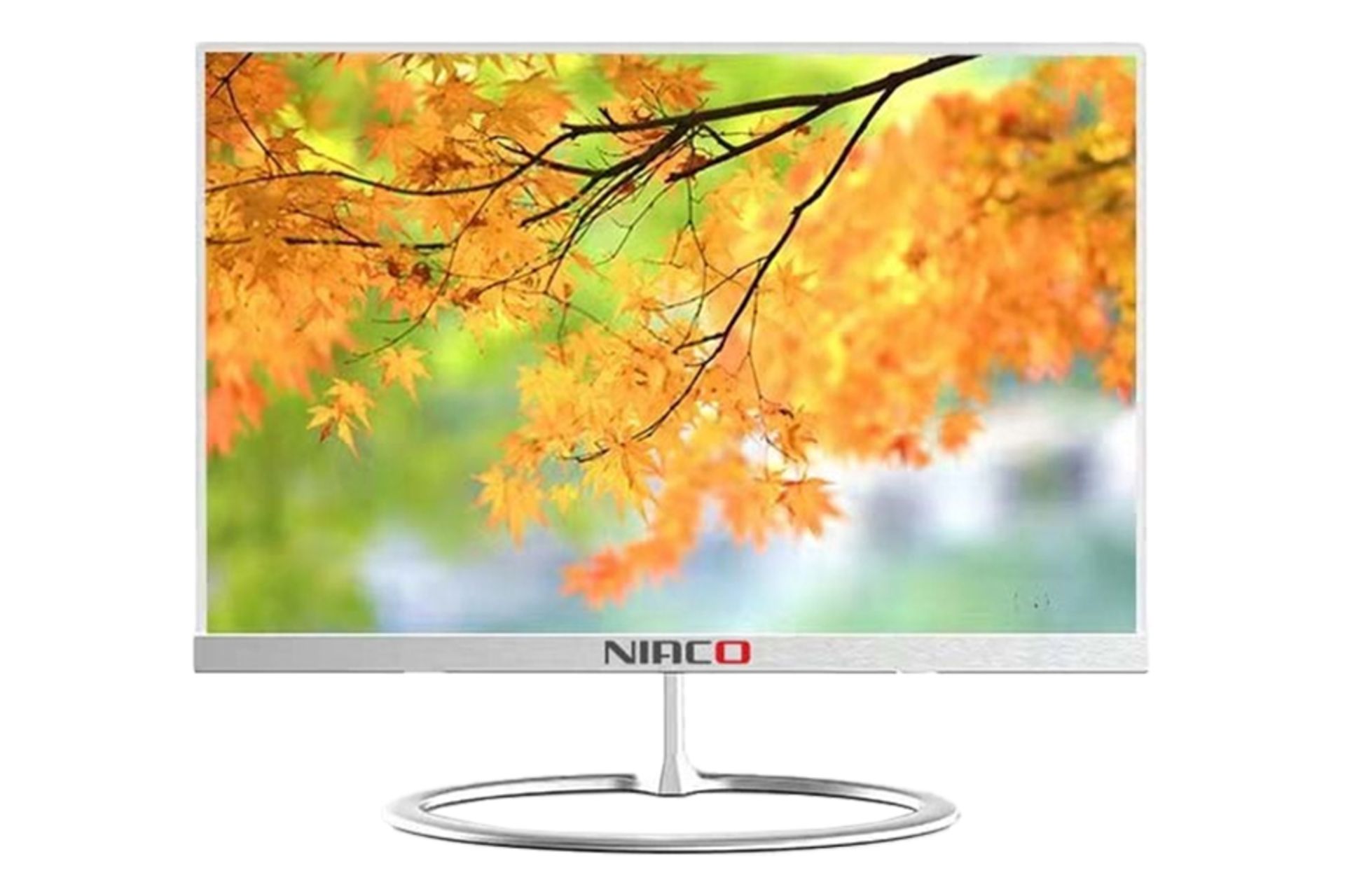 نمای پنل جلوی کامپیوتر همه کاره NA10324 نیاکو با نمایشگر روشن و نمایش لوگو